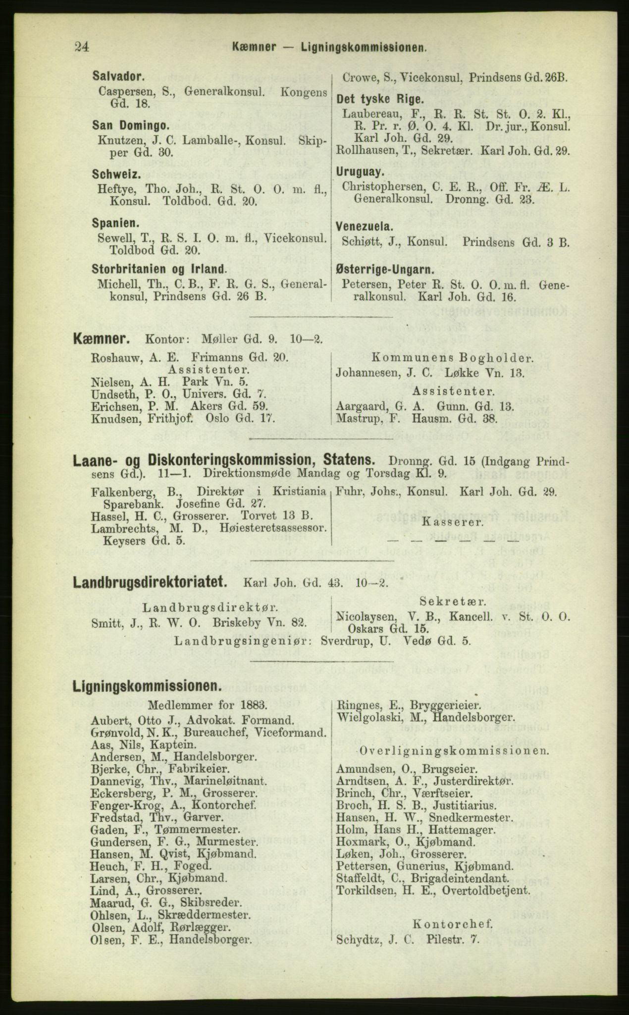 Kristiania/Oslo adressebok, PUBL/-, 1883, p. 24