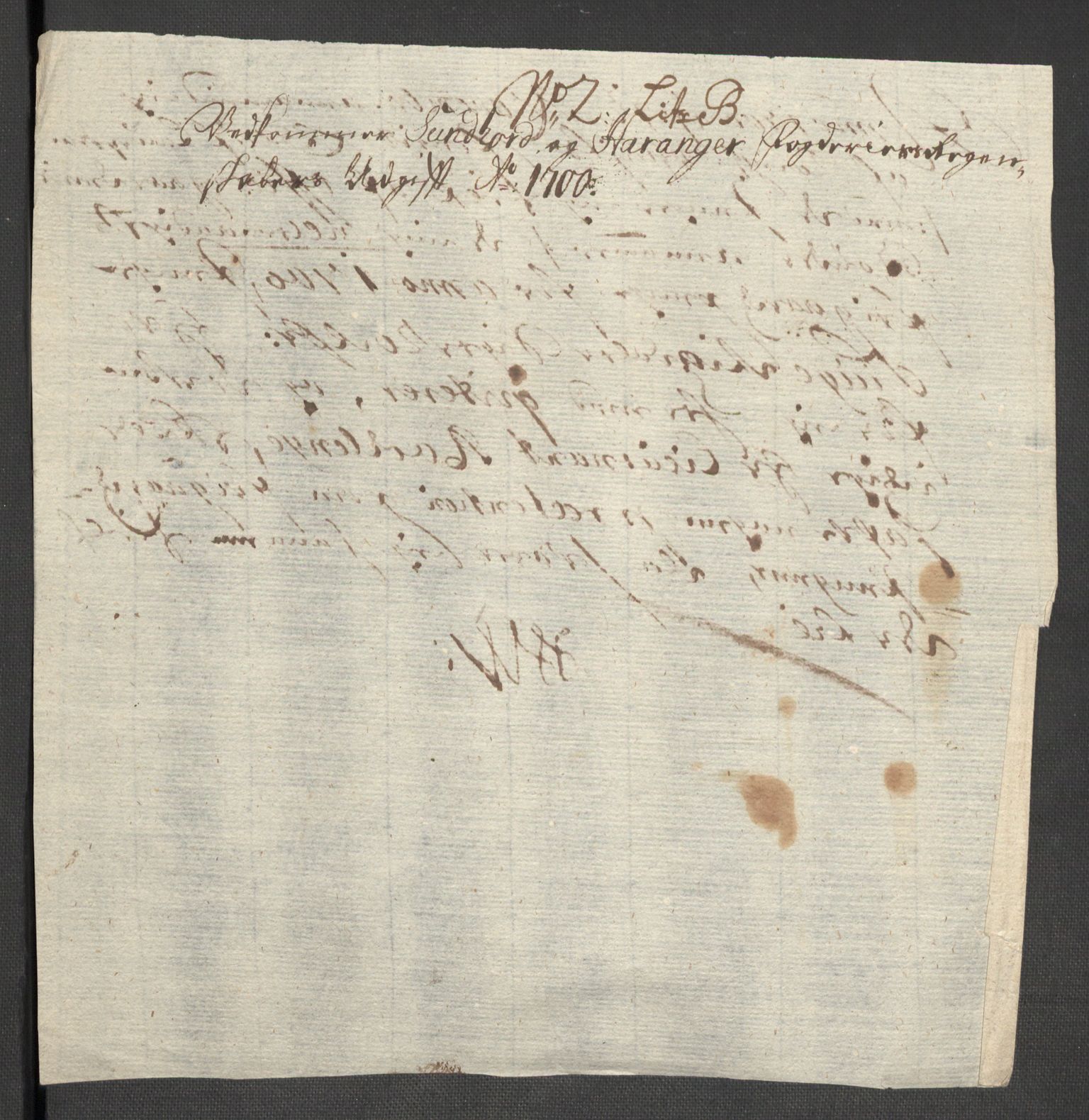 Rentekammeret inntil 1814, Reviderte regnskaper, Fogderegnskap, AV/RA-EA-4092/R48/L2979: Fogderegnskap Sunnhordland og Hardanger, 1700-1701, p. 283