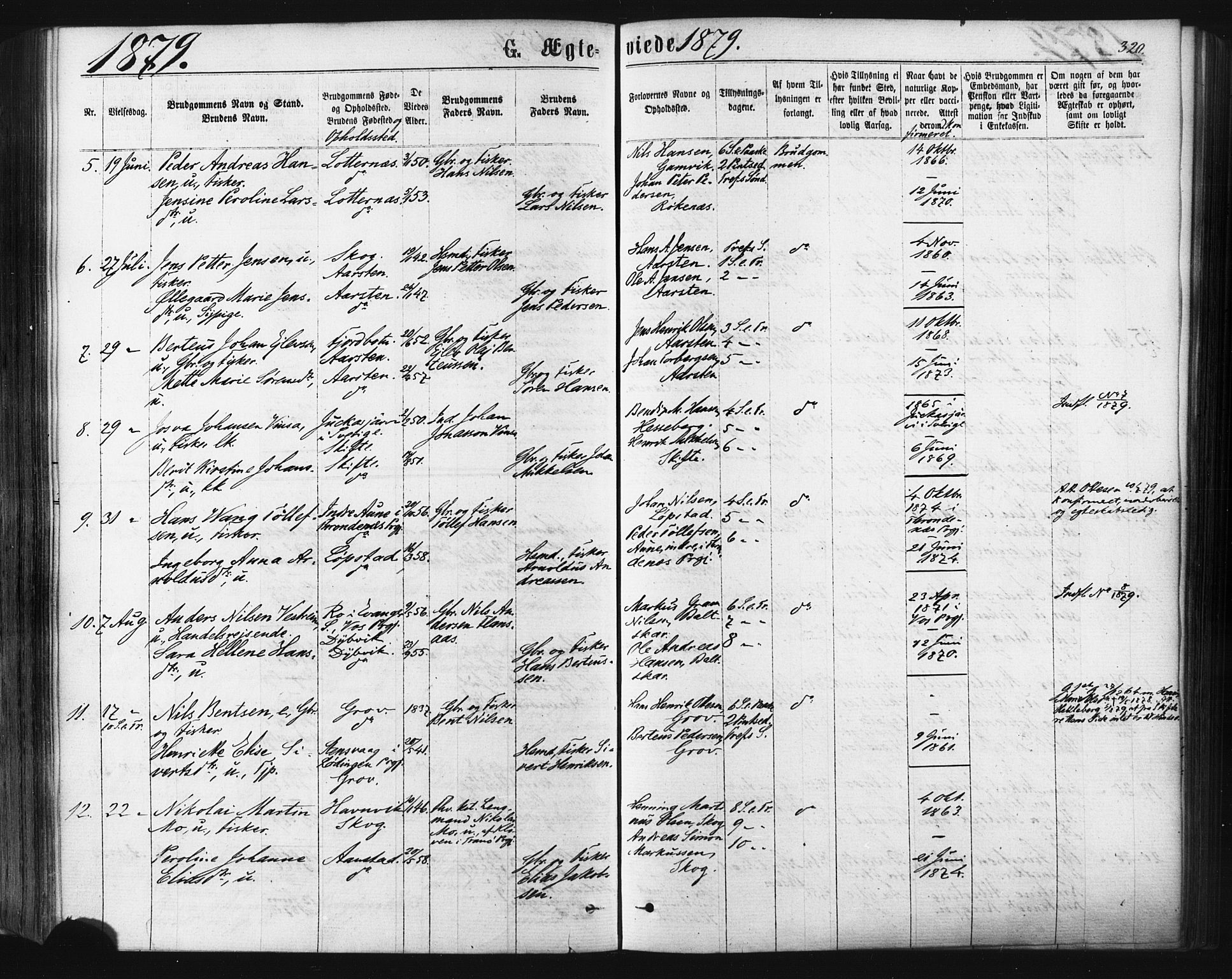 Ibestad sokneprestembete, SATØ/S-0077/H/Ha/Haa/L0010kirke: Parish register (official) no. 10, 1869-1879, p. 320