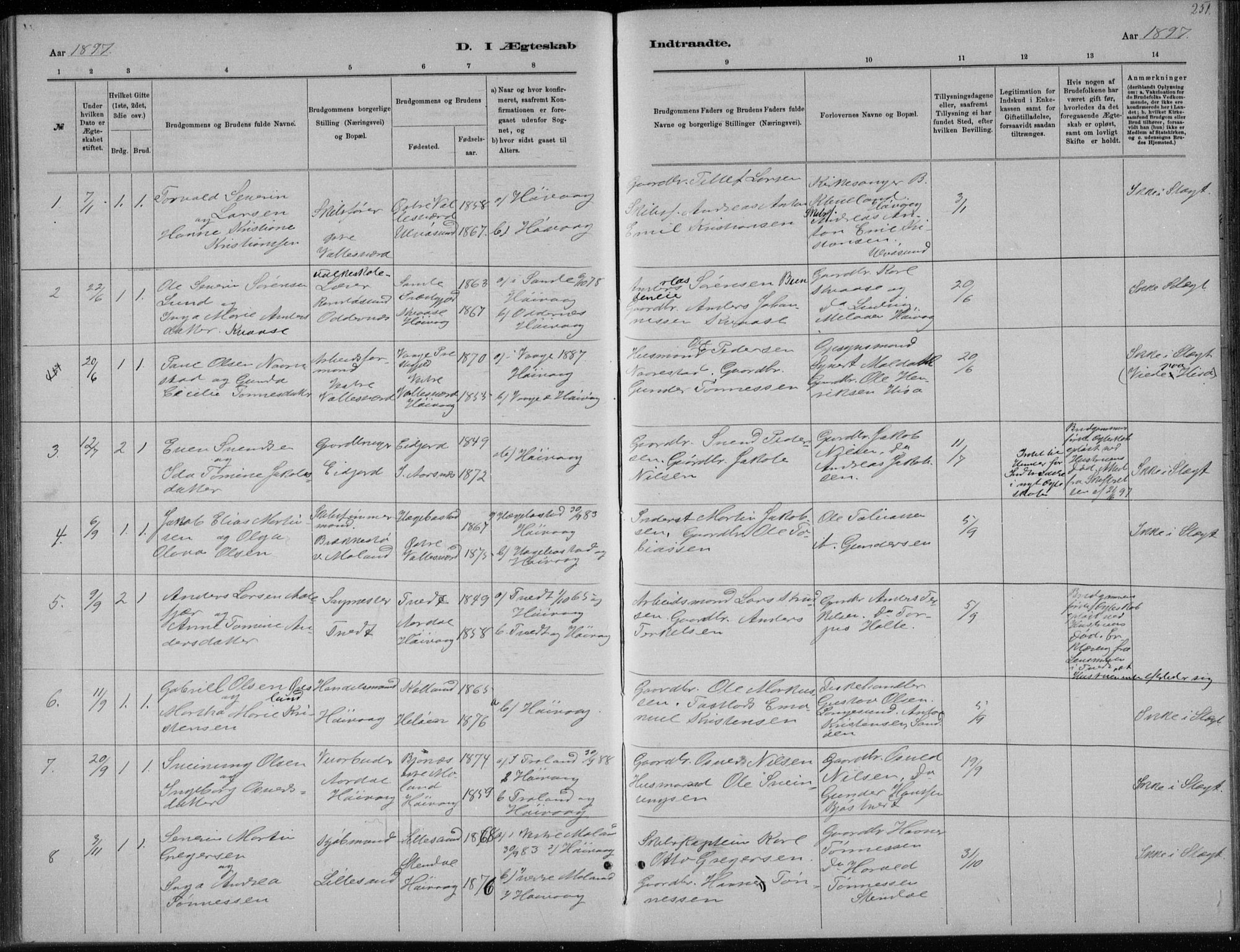 Høvåg sokneprestkontor, SAK/1111-0025/F/Fb/L0004: Parish register (copy) no. B 4, 1883-1898, p. 251