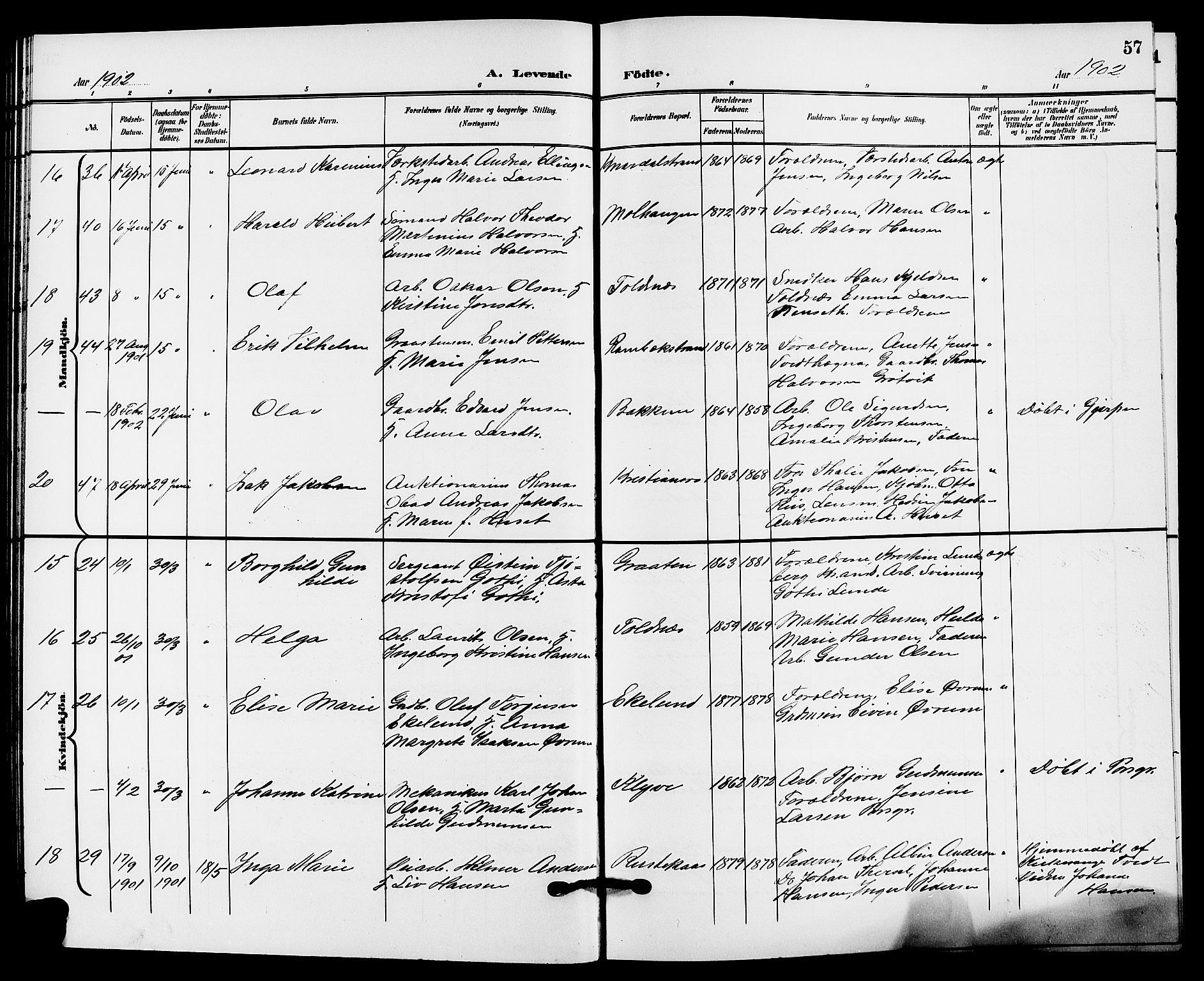 Solum kirkebøker, AV/SAKO-A-306/G/Ga/L0008: Parish register (copy) no. I 8, 1898-1909, p. 57