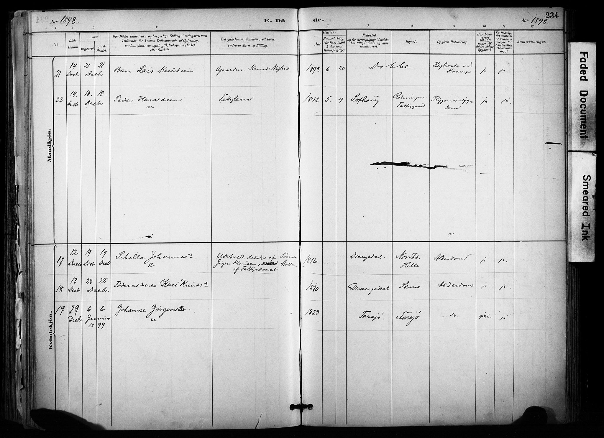 Sannidal kirkebøker, SAKO/A-296/F/Fa/L0015: Parish register (official) no. 15, 1884-1899, p. 234