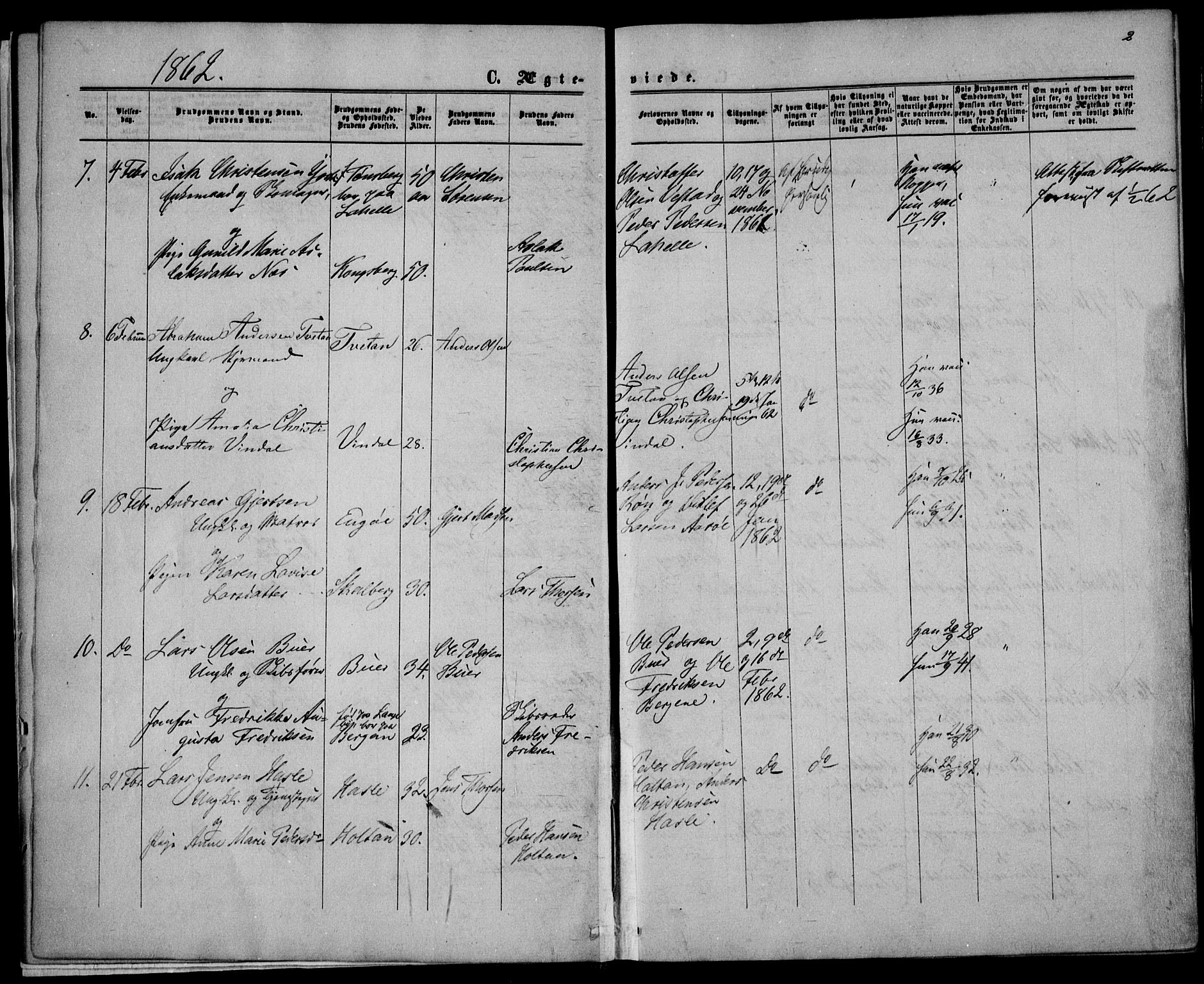 Sandar kirkebøker, AV/SAKO-A-243/F/Fa/L0009: Parish register (official) no. 9, 1862-1871, p. 2