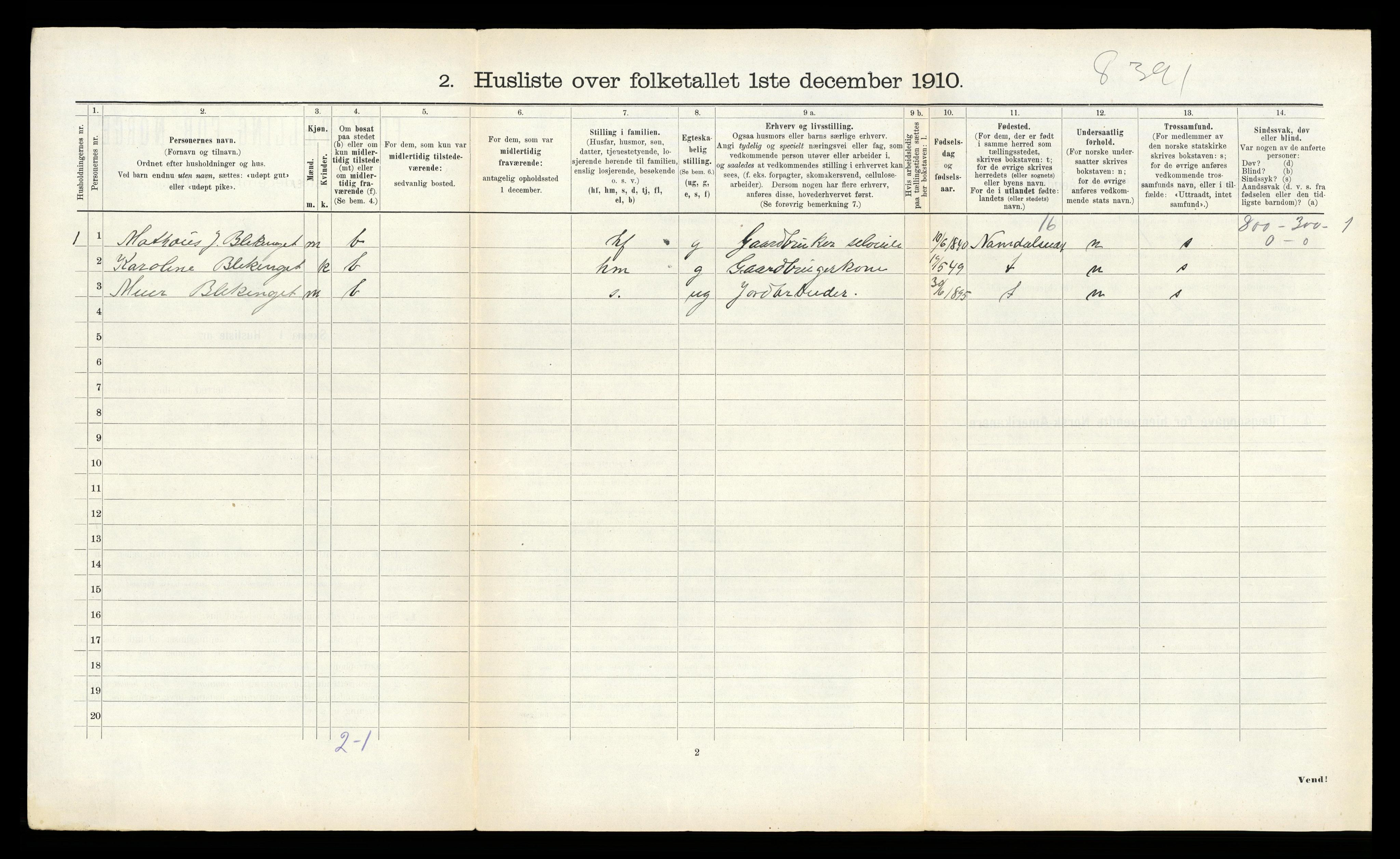 RA, 1910 census for Vemundvik, 1910, p. 265