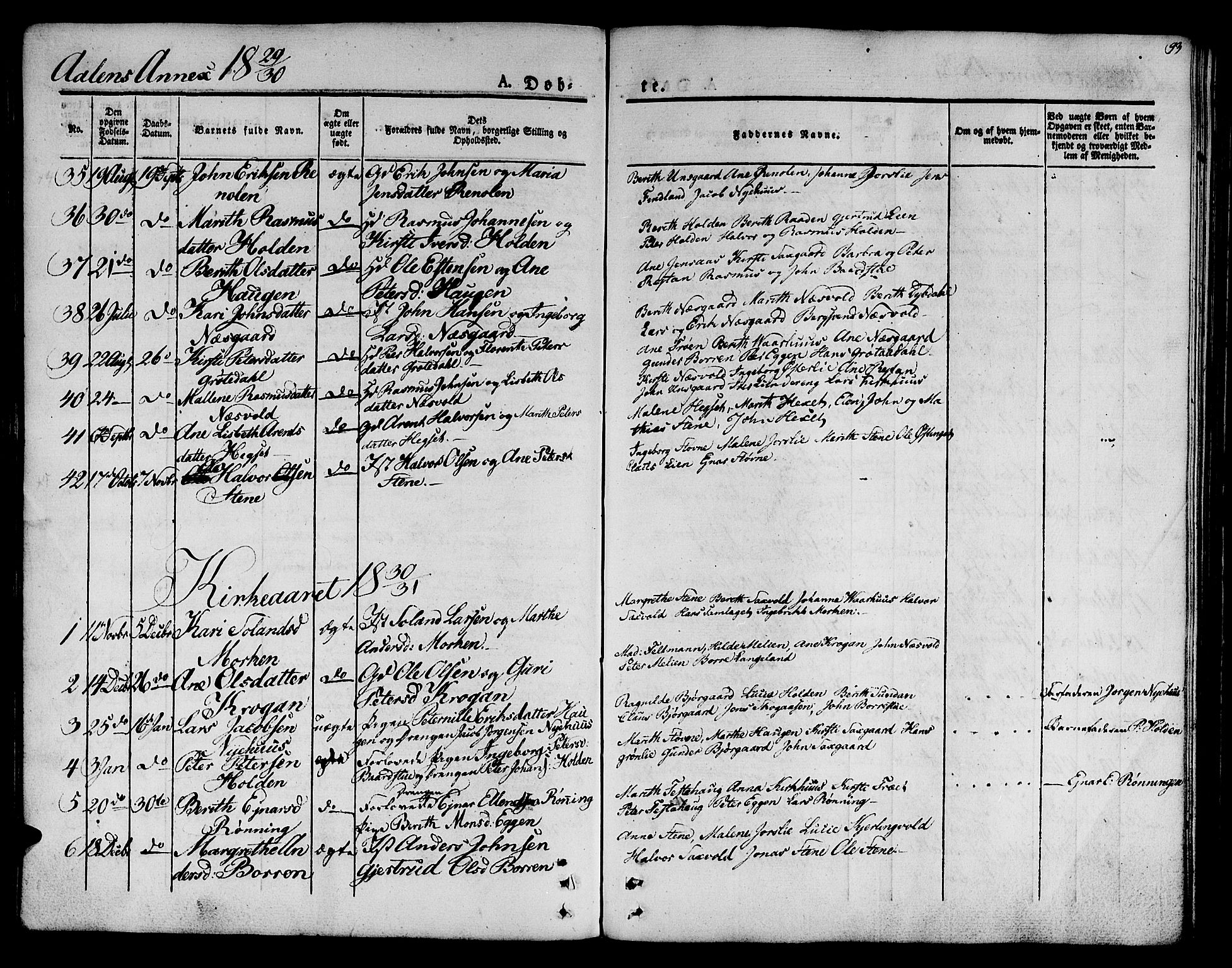 Ministerialprotokoller, klokkerbøker og fødselsregistre - Sør-Trøndelag, SAT/A-1456/685/L0959: Parish register (official) no. 685A04 /3, 1829-1845, p. 93