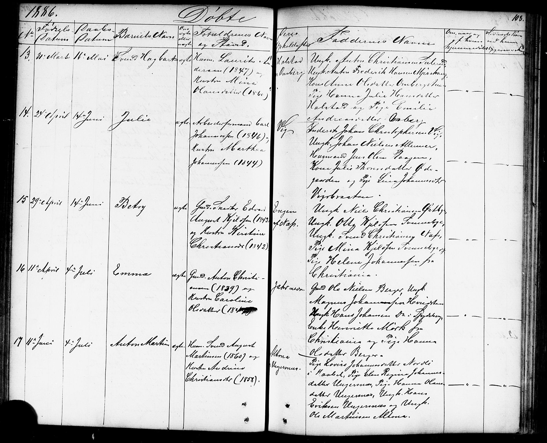 Enebakk prestekontor Kirkebøker, AV/SAO-A-10171c/G/Gb/L0001: Parish register (copy) no. II 1, 1859-1890, p. 108