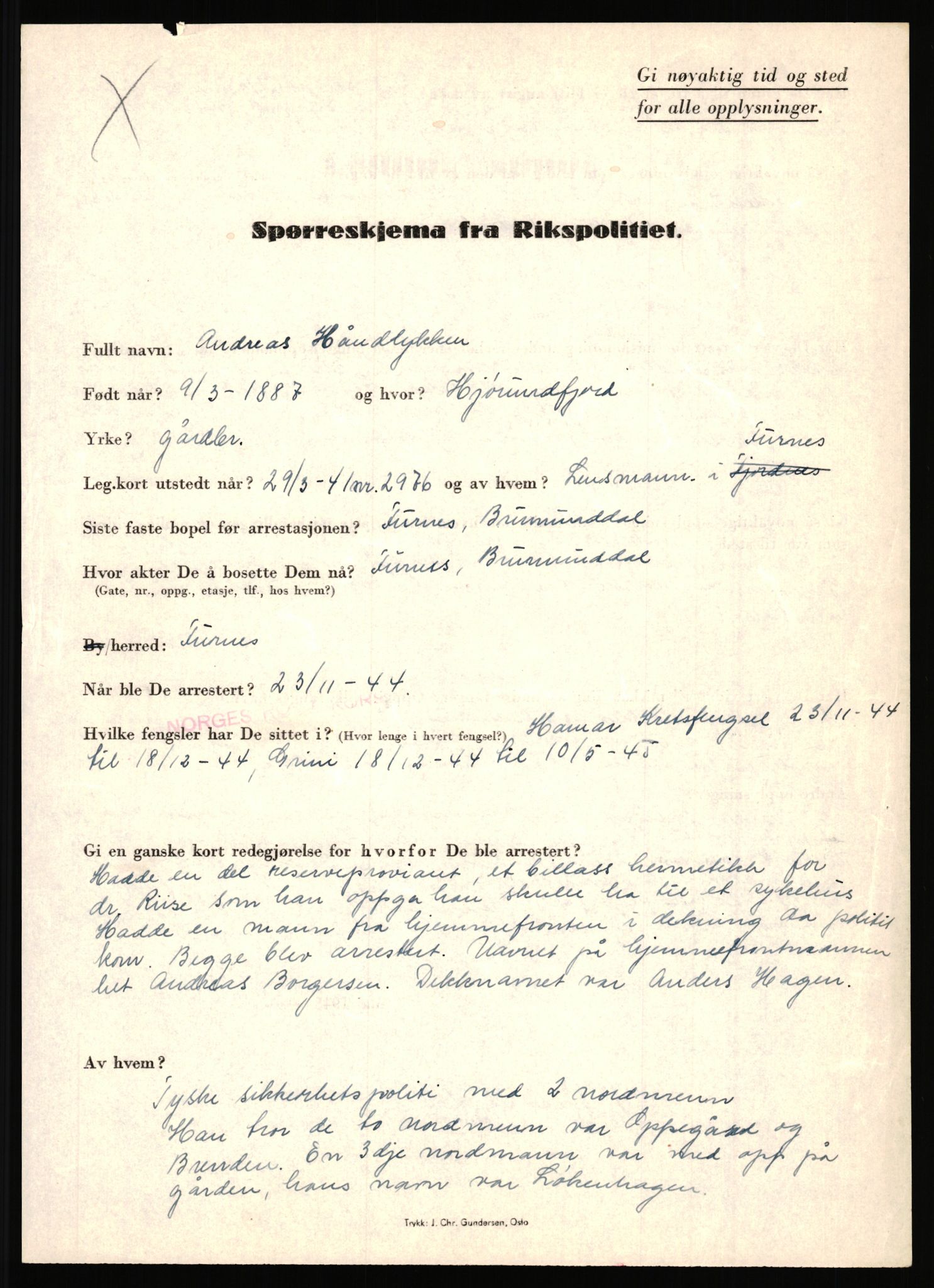 Rikspolitisjefen, AV/RA-S-1560/L/L0007: Heen, Erik C. - Iversen, Trygve, 1940-1945, p. 1025