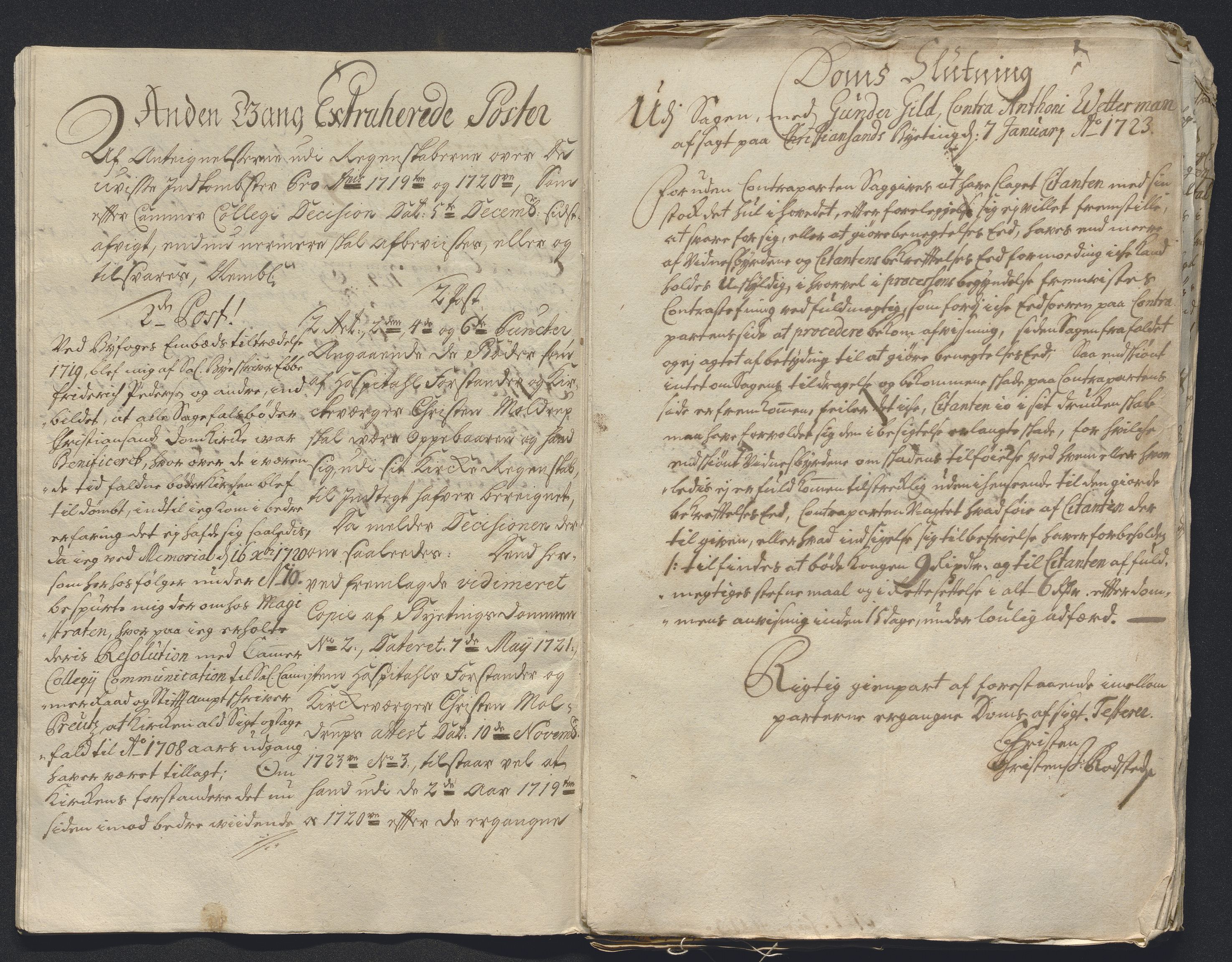 Rentekammeret inntil 1814, Reviderte regnskaper, Byregnskaper, AV/RA-EA-4066/R/Rm/L0286: [M19] Sikt og sakefall, 1719-1727, p. 243