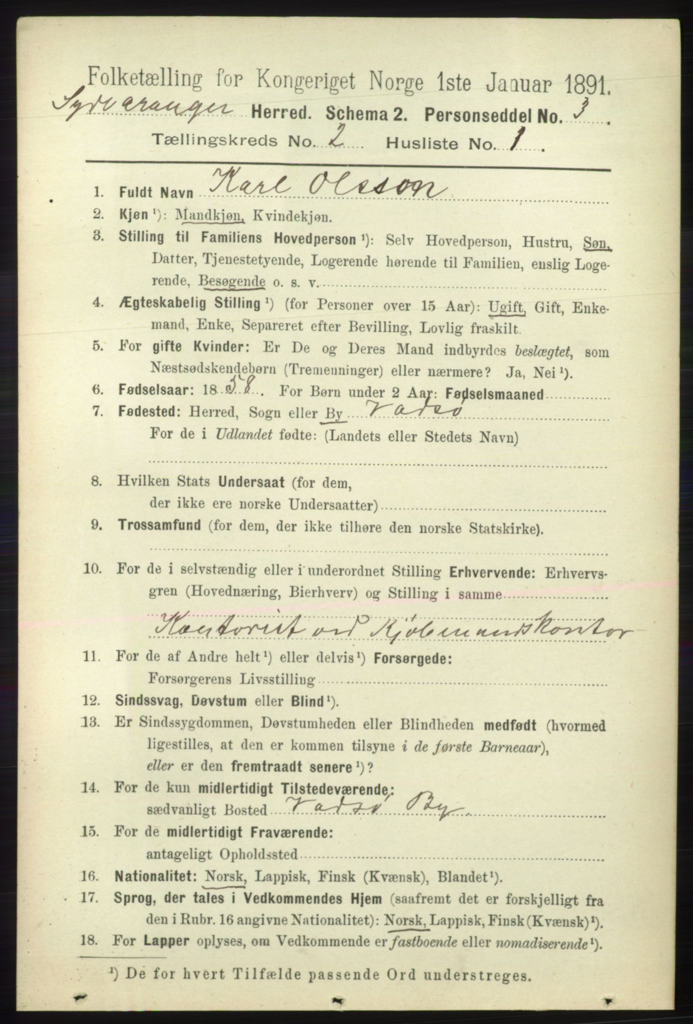 RA, 1891 census for 2030 Sør-Varanger, 1891, p. 403