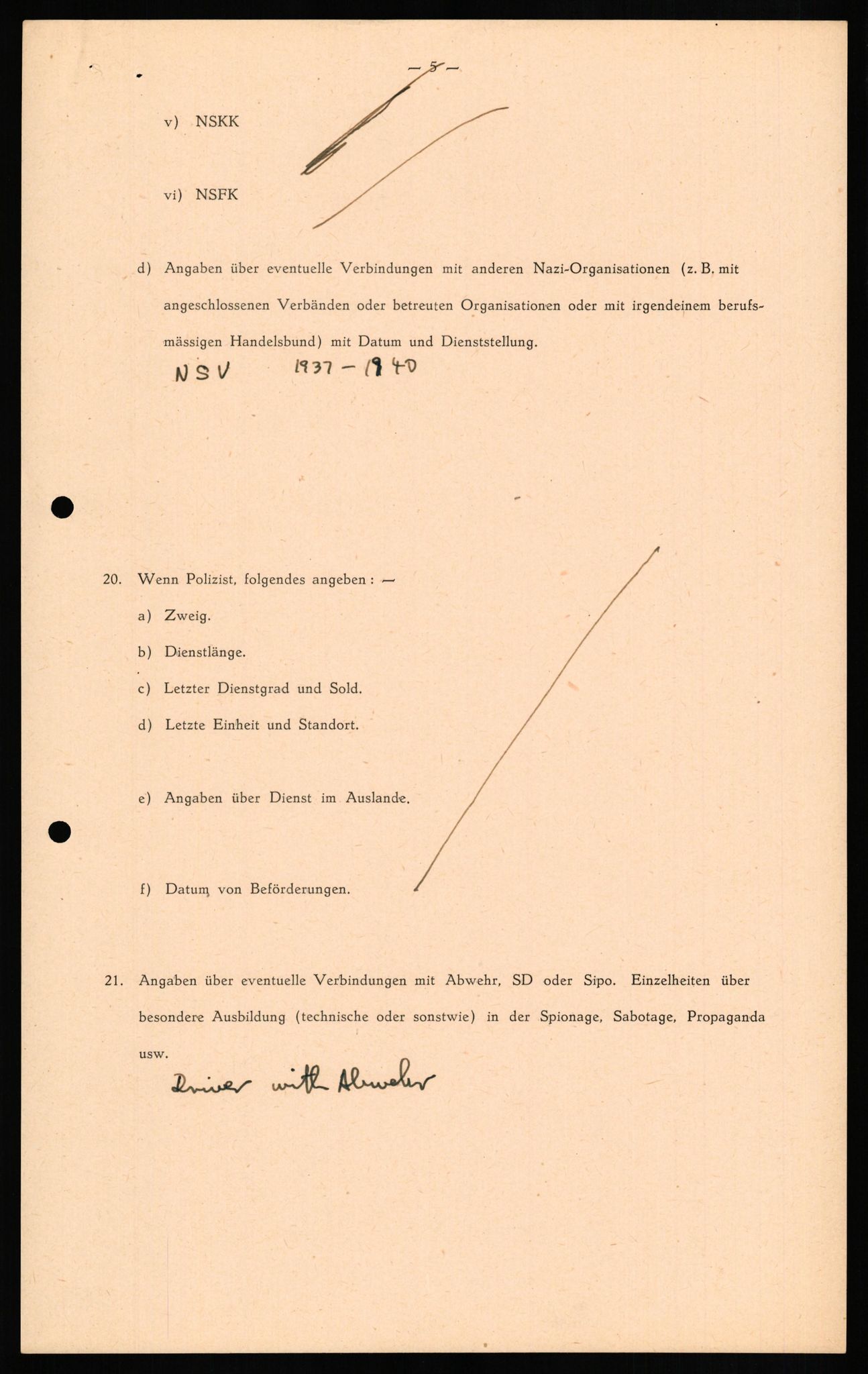 Forsvaret, Forsvarets overkommando II, RA/RAFA-3915/D/Db/L0023: CI Questionaires. Tyske okkupasjonsstyrker i Norge. Tyskere., 1945-1946, p. 368