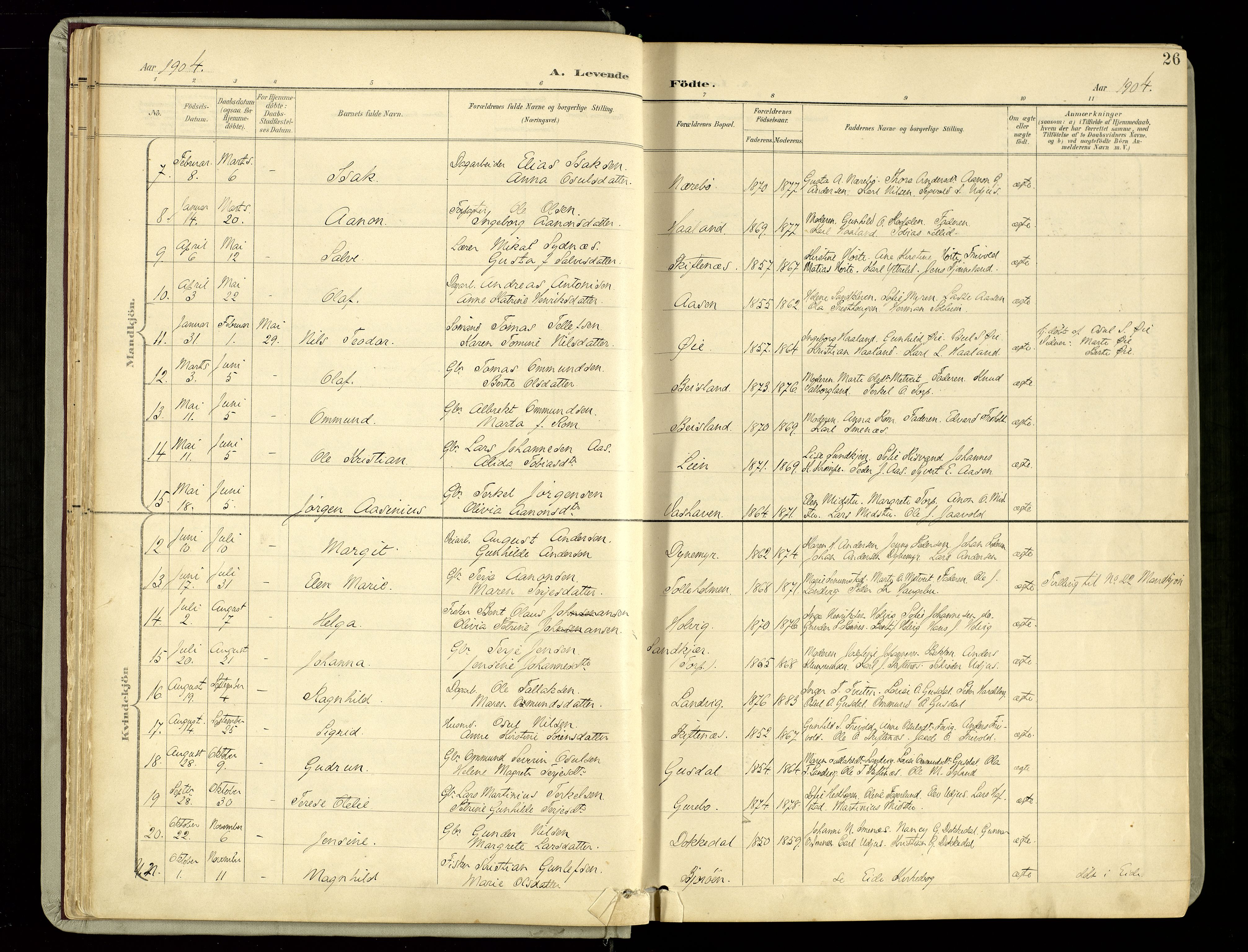 Hommedal sokneprestkontor, AV/SAK-1111-0023/F/Fa/Fab/L0007: Parish register (official) no. A 7, 1898-1924, p. 26