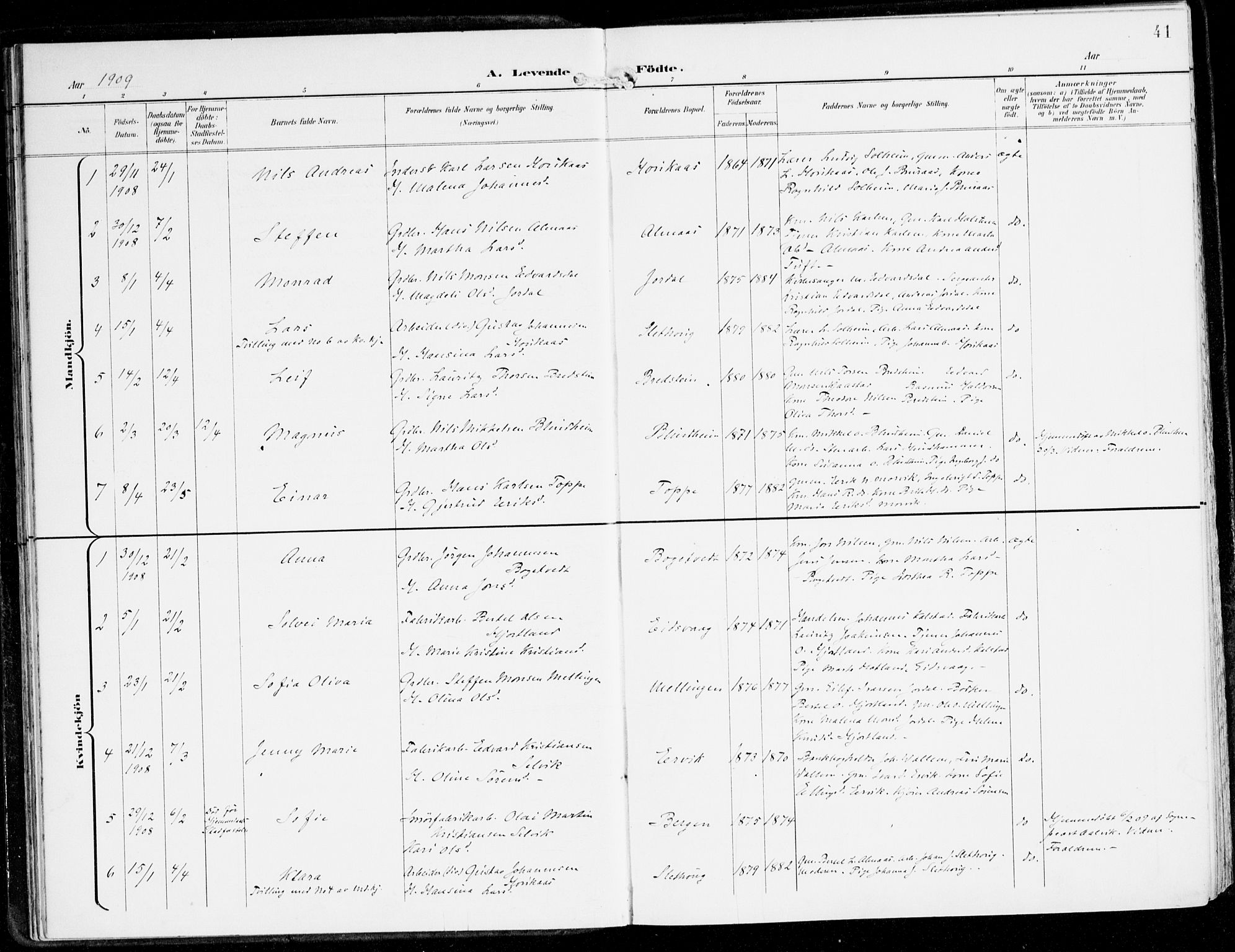 Hamre sokneprestembete, SAB/A-75501/H/Ha/Haa/Haad/L0002: Parish register (official) no. D 2, 1899-1916, p. 41