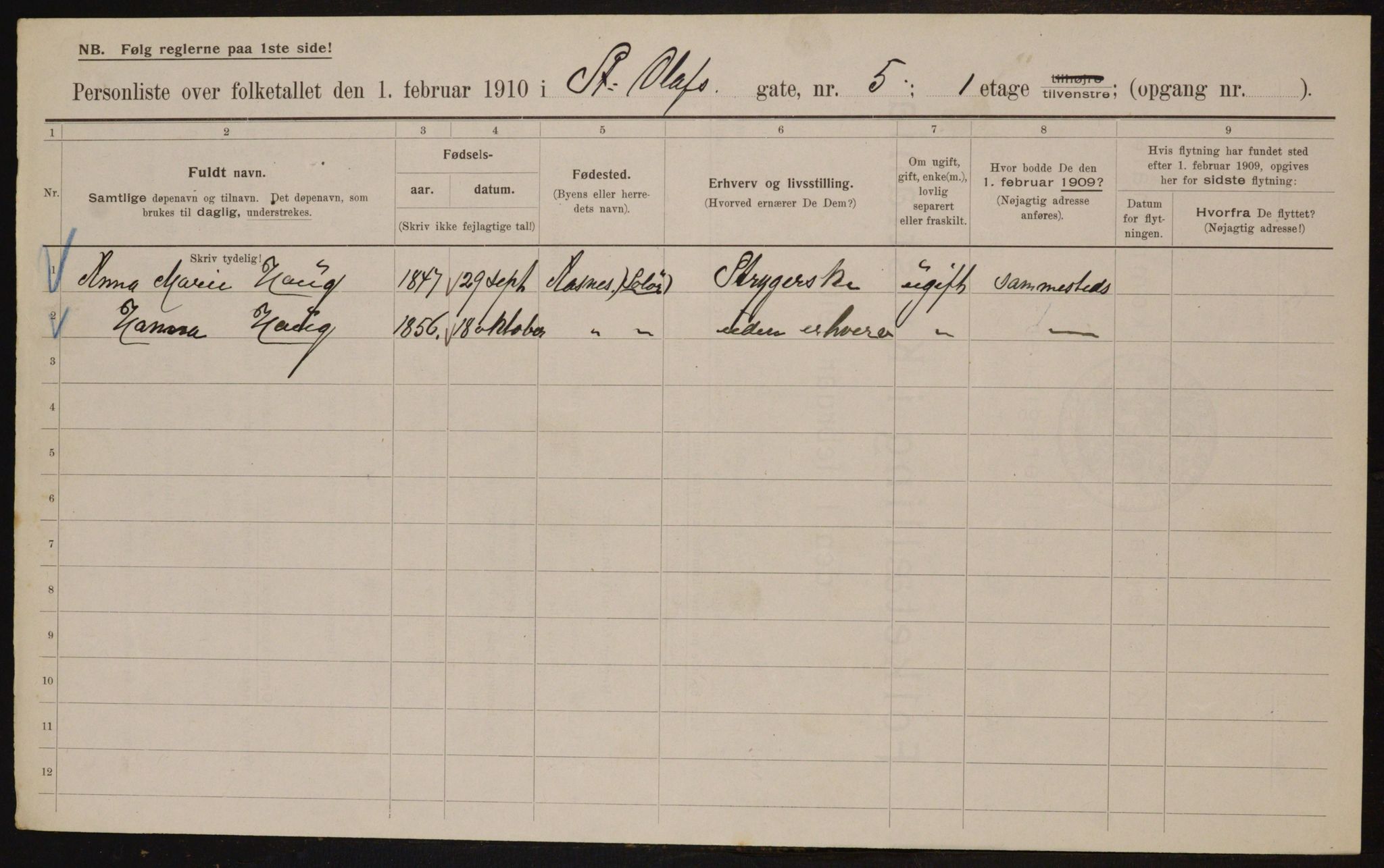 OBA, Municipal Census 1910 for Kristiania, 1910, p. 84115