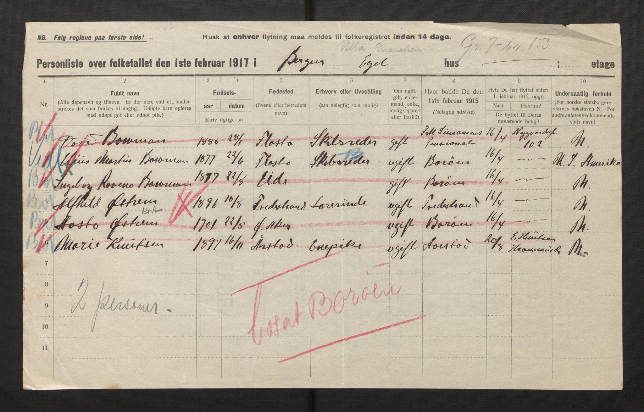 SAB, Municipal Census 1917 for Bergen, 1917, p. 49326