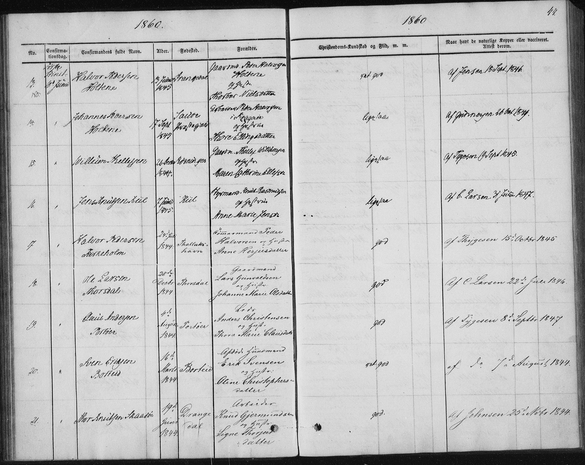 Sannidal kirkebøker, AV/SAKO-A-296/F/Fa/L0009: Parish register (official) no. 9, 1855-1873, p. 44