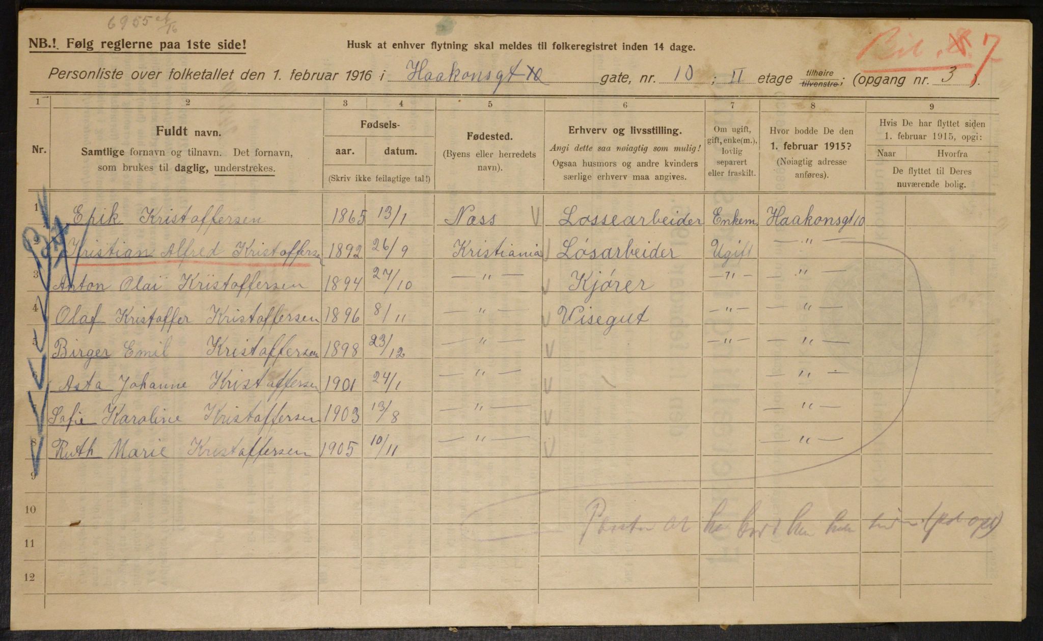 OBA, Municipal Census 1916 for Kristiania, 1916, p. 43404