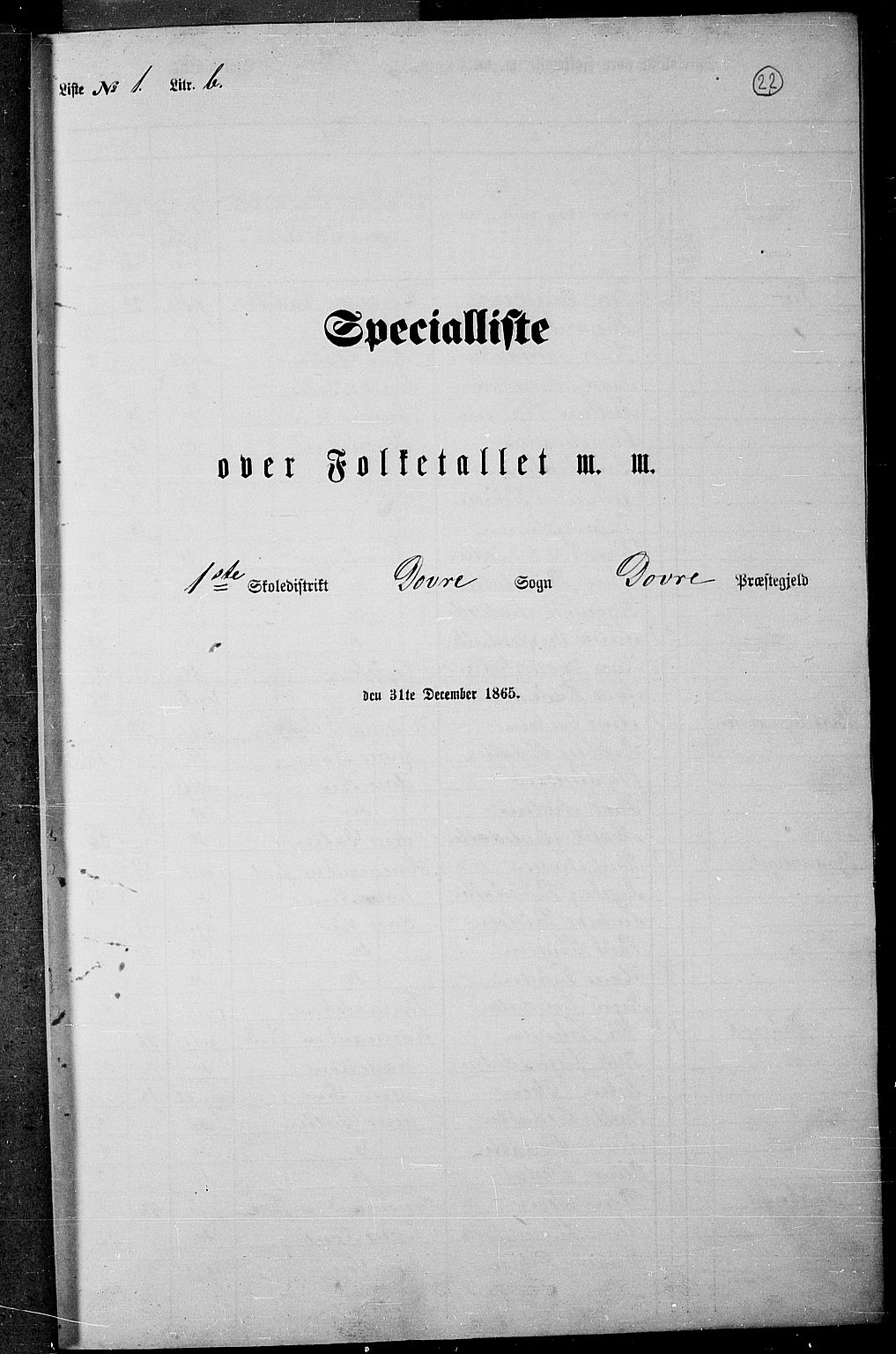 RA, 1865 census for Dovre, 1865, p. 23