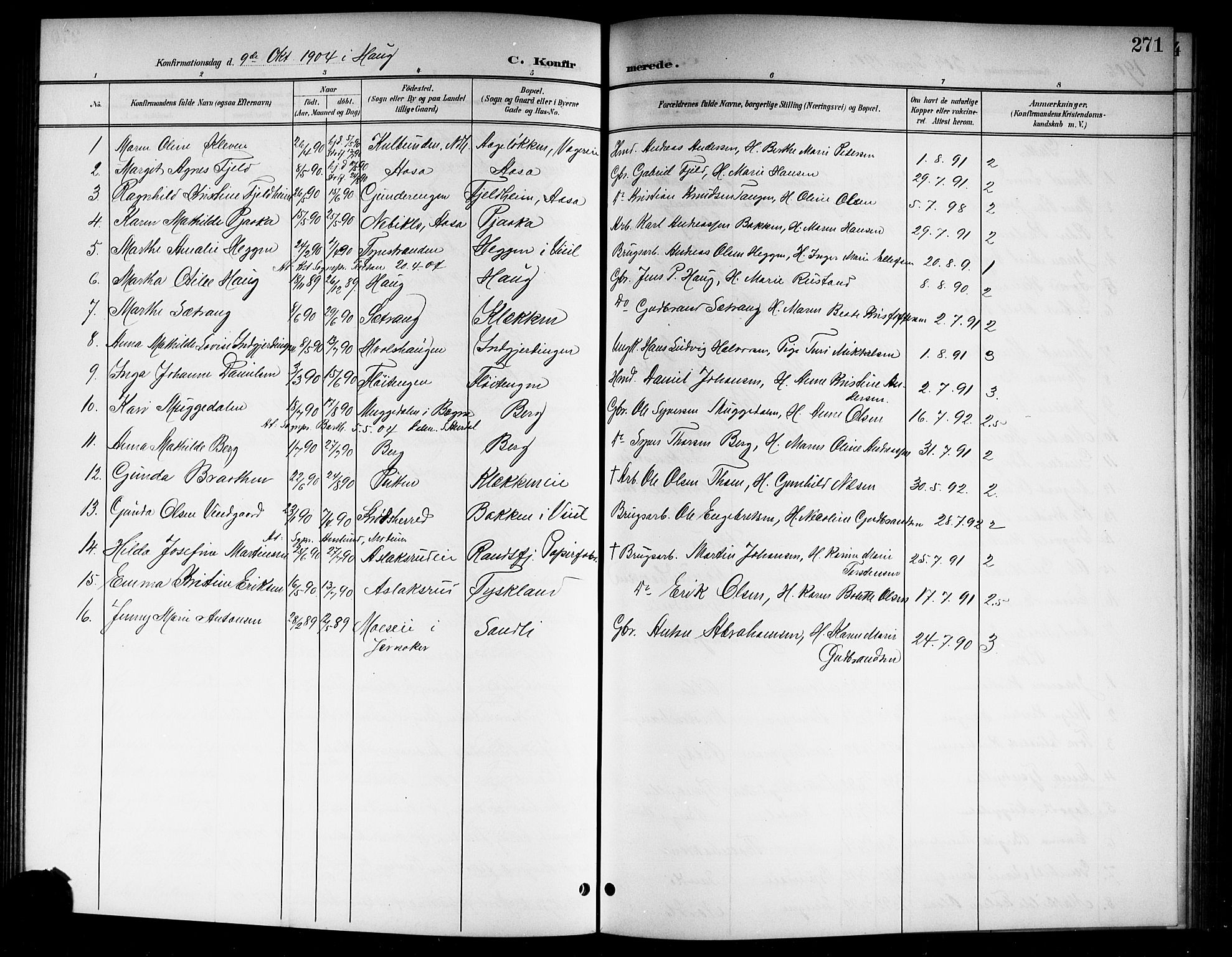 Norderhov kirkebøker, AV/SAKO-A-237/G/Gb/L0002: Parish register (copy) no. II 2, 1891-1921, p. 271