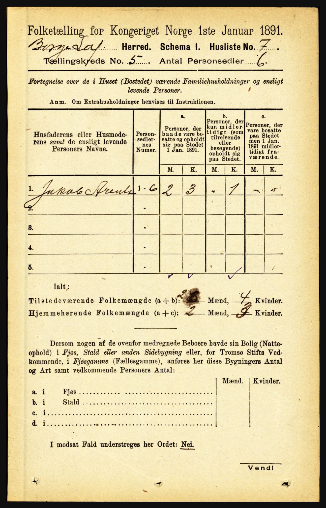 RA, 1891 census for 1862 Borge, 1891, p. 2951