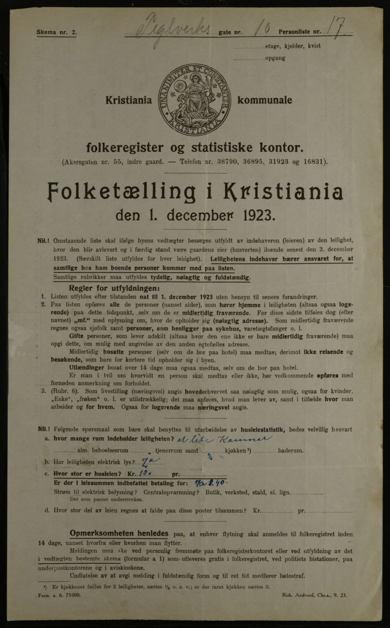OBA, Municipal Census 1923 for Kristiania, 1923, p. 118805