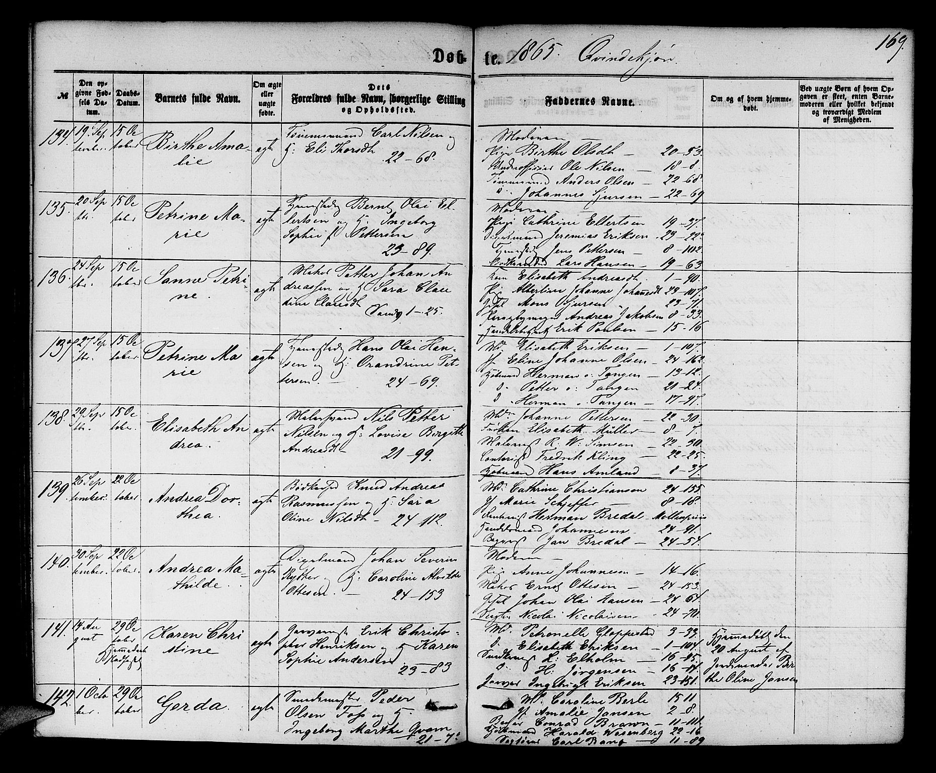 Korskirken sokneprestembete, AV/SAB-A-76101/H/Hab: Parish register (copy) no. B 5, 1863-1868, p. 169