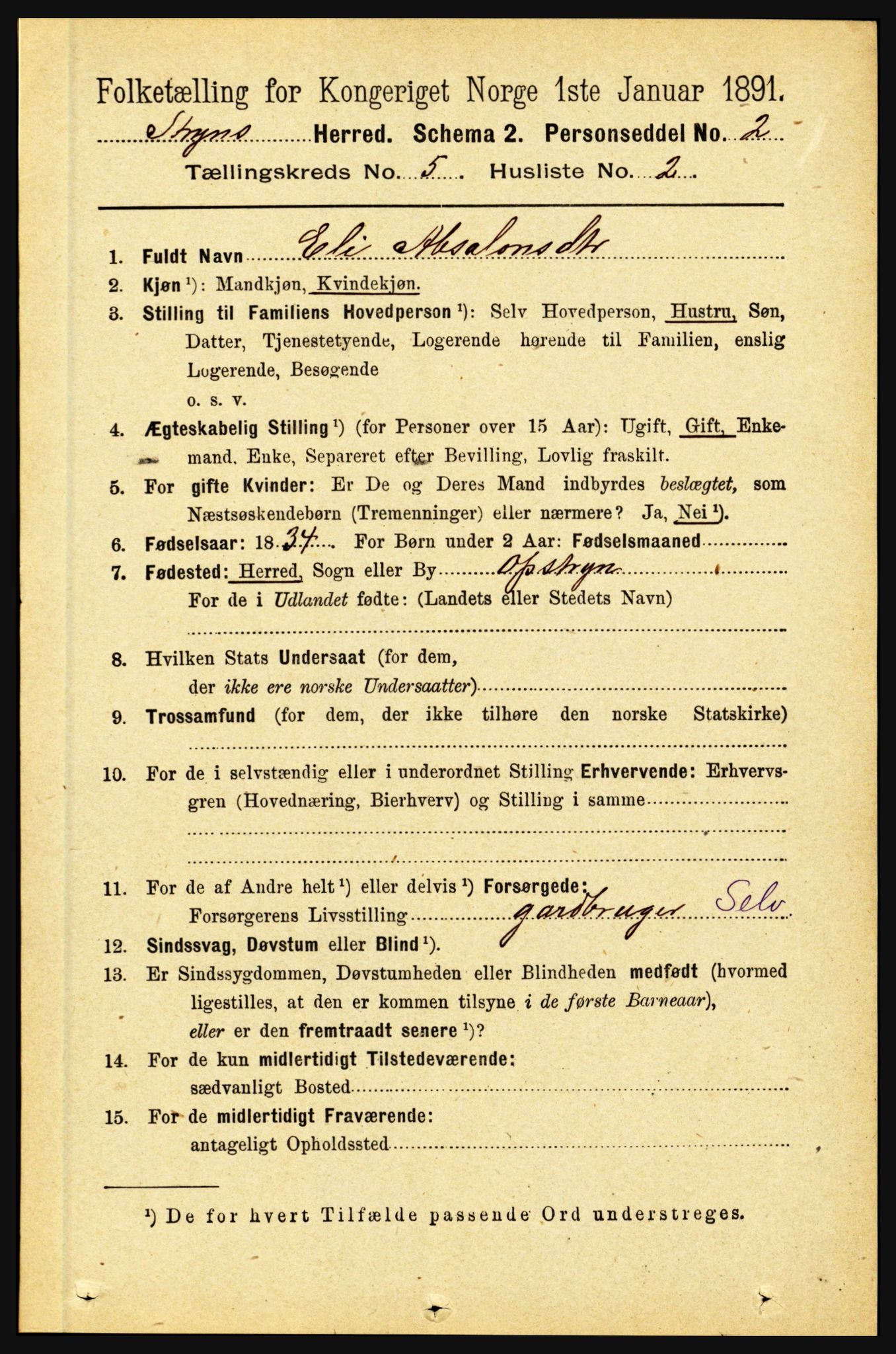 RA, 1891 census for 1448 Stryn, 1891, p. 2023
