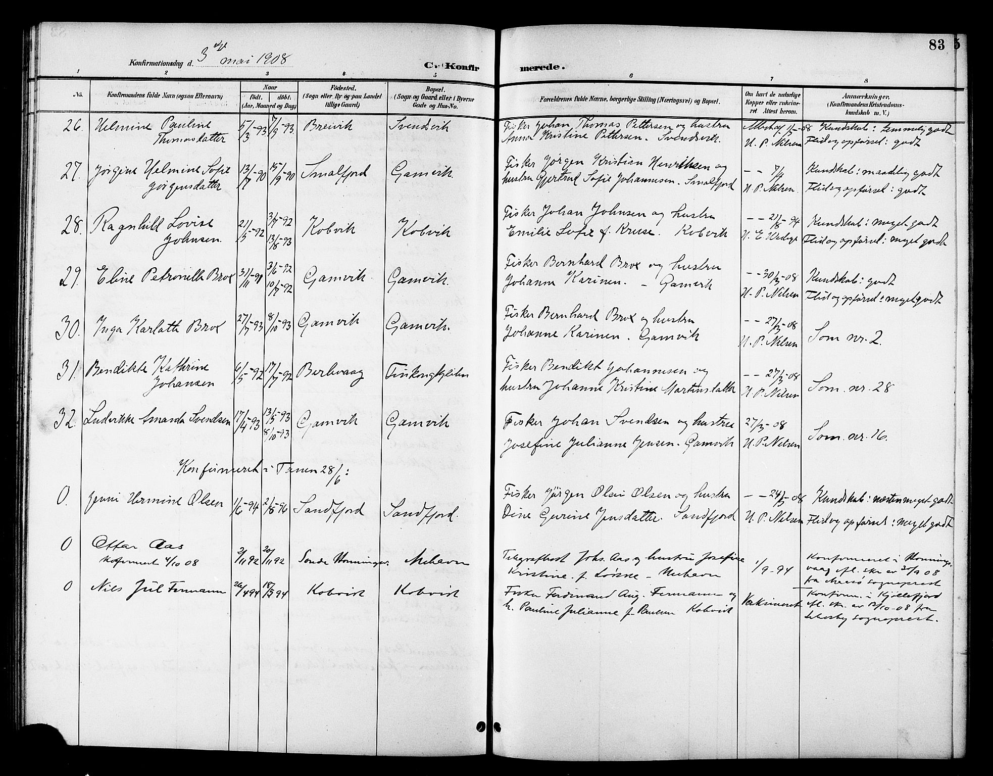 Tana sokneprestkontor, SATØ/S-1334/H/Hb/L0006klokker: Parish register (copy) no. 6, 1892-1909, p. 83