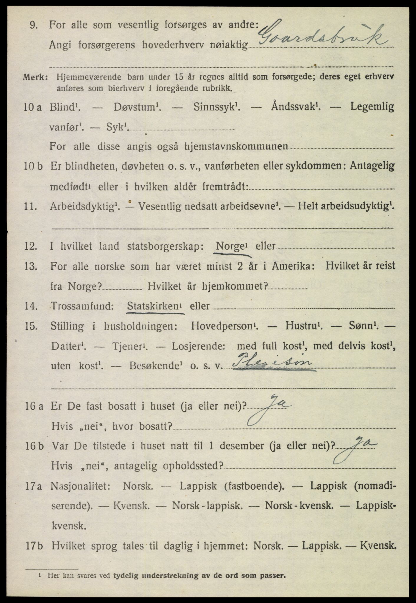 SAT, 1920 census for Frosta, 1920, p. 1025