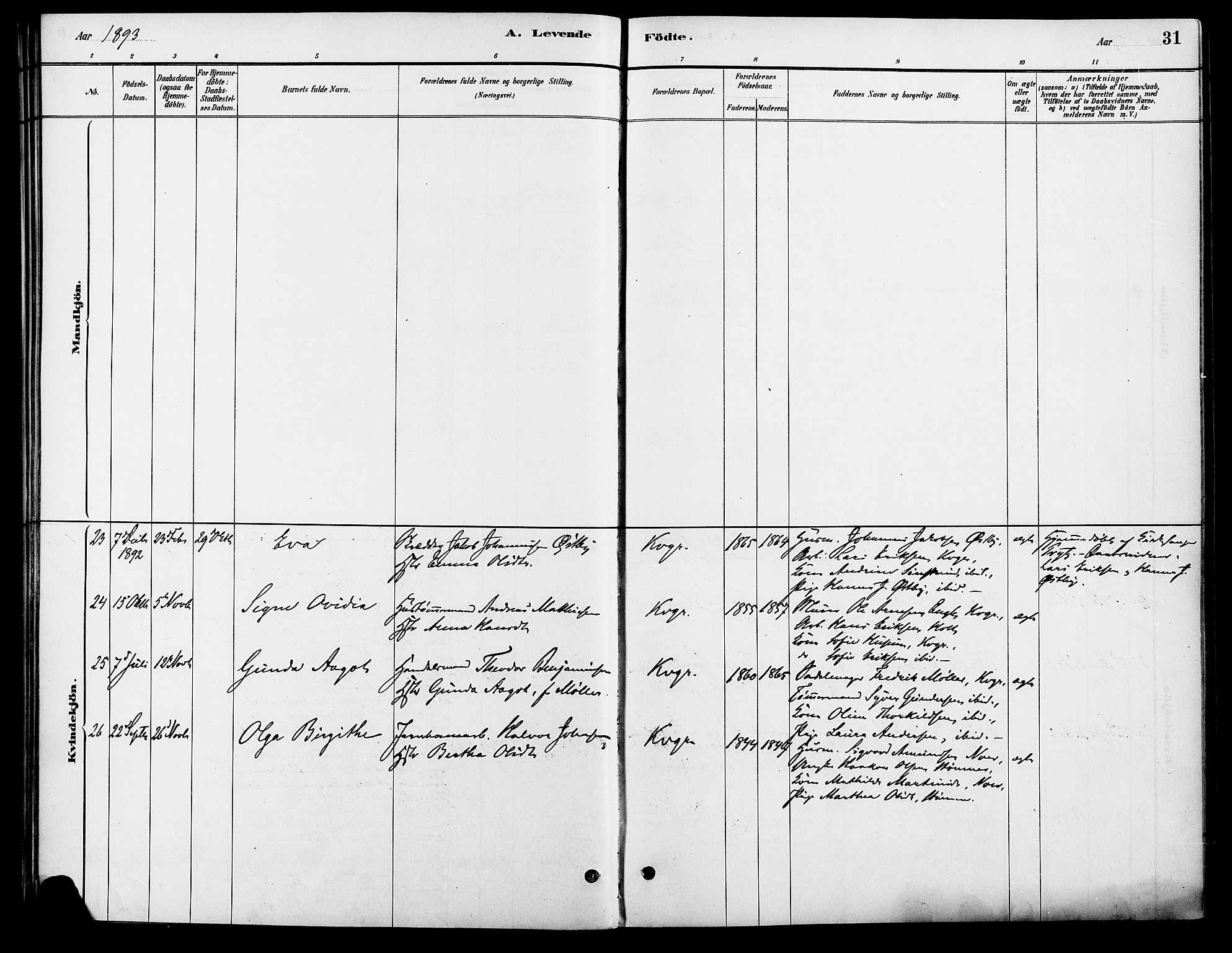 Vinger prestekontor, SAH/PREST-024/H/Ha/Haa/L0013: Parish register (official) no. 13, 1881-1897, p. 31