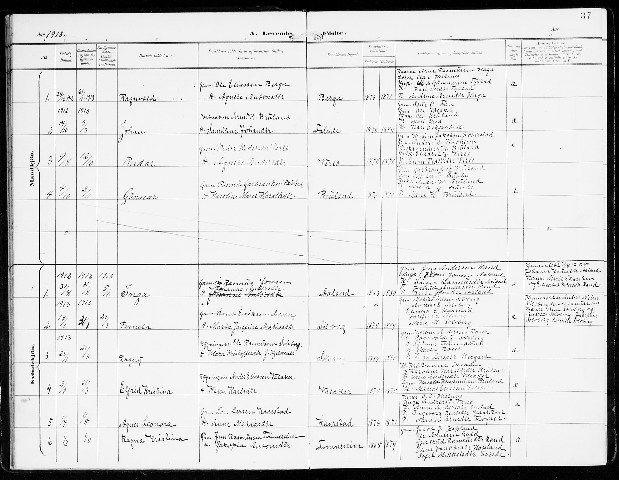 Innvik sokneprestembete, AV/SAB-A-80501: Parish register (official) no. D 2, 1900-1921, p. 37