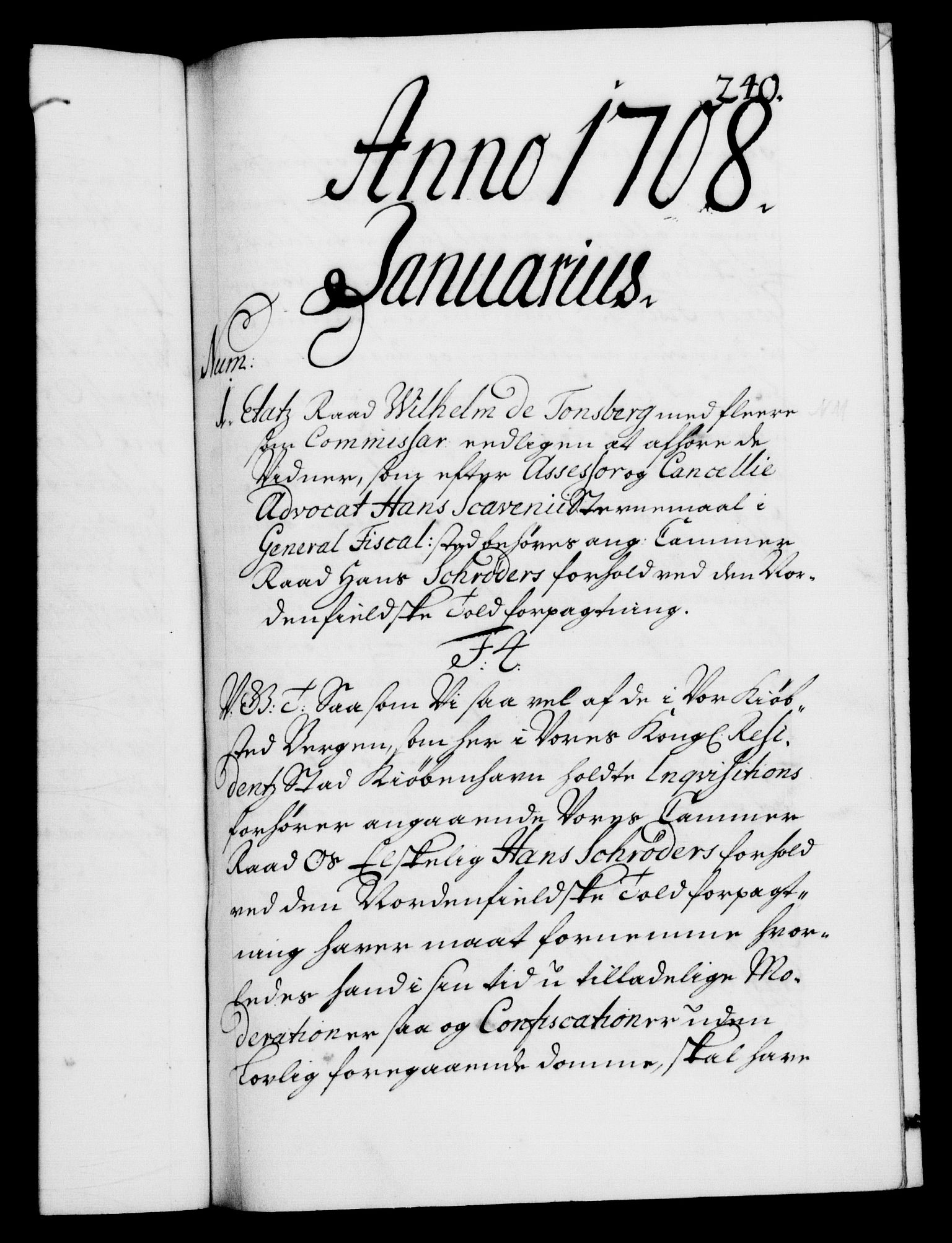 Danske Kanselli 1572-1799, AV/RA-EA-3023/F/Fc/Fca/Fcab/L0018: Norske tegnelser, 1707-1709, p. 240a