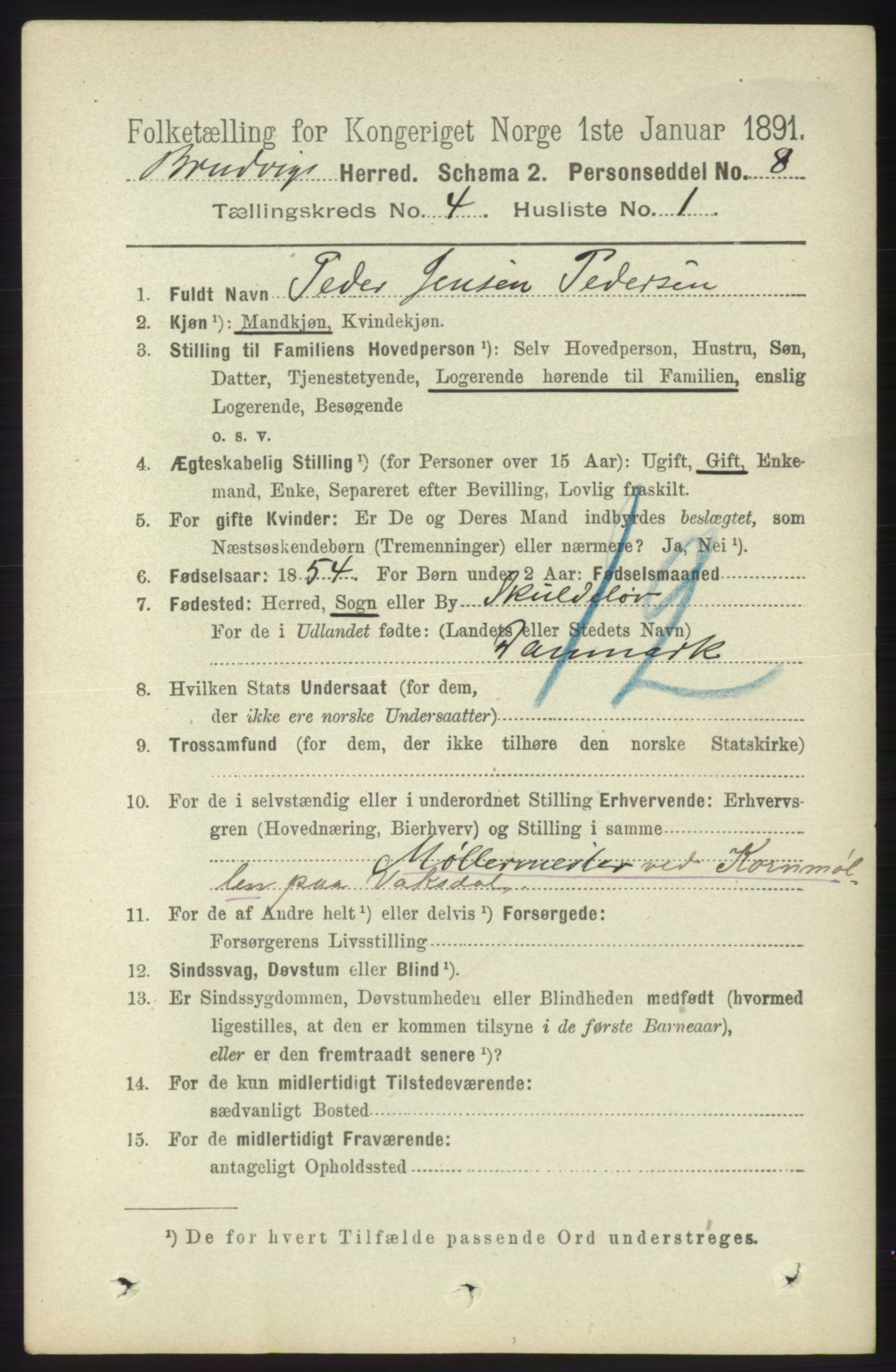 RA, 1891 census for 1251 Bruvik, 1891, p. 1009