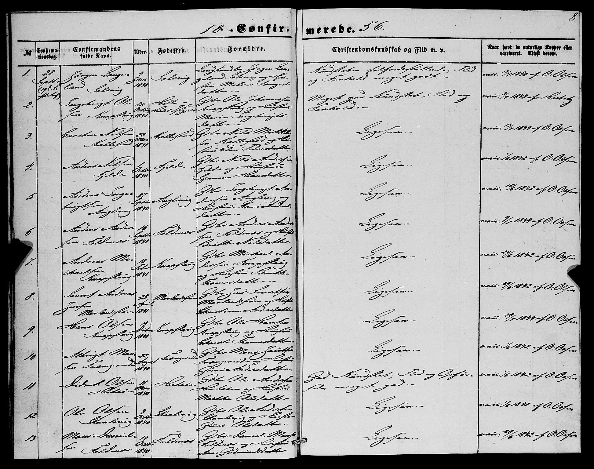 Fjell sokneprestembete, SAB/A-75301/H/Haa: Parish register (official) no. A 4, 1851-1870, p. 8