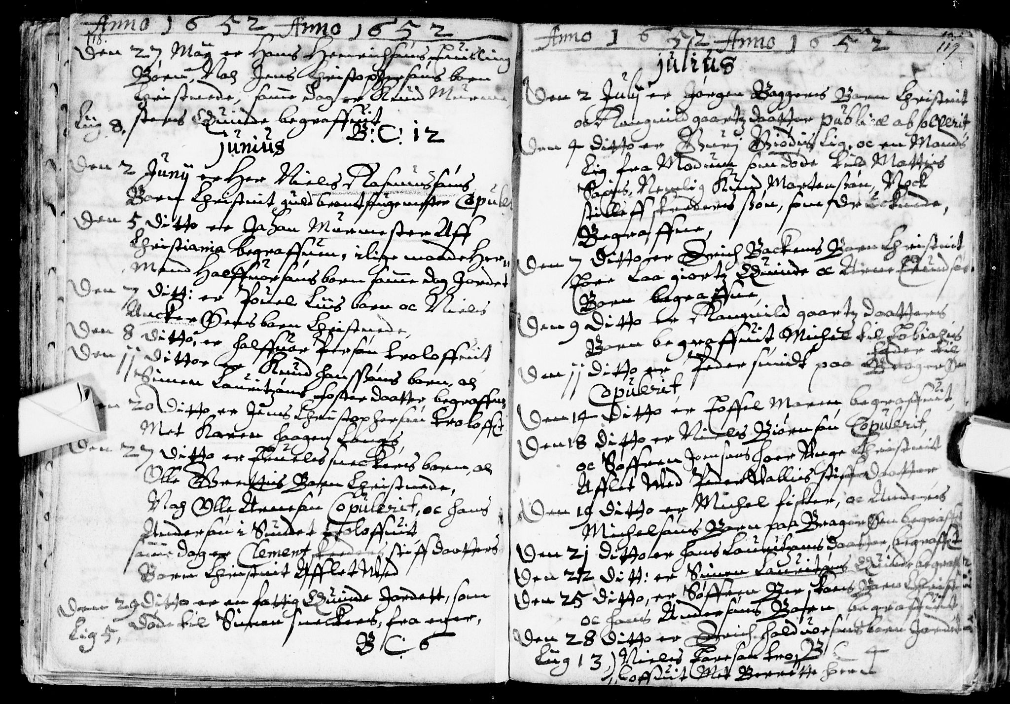 Bragernes kirkebøker, AV/SAKO-A-6/F/Fa/L0001: Parish register (official) no. I 1, 1634-1662, p. 118-119