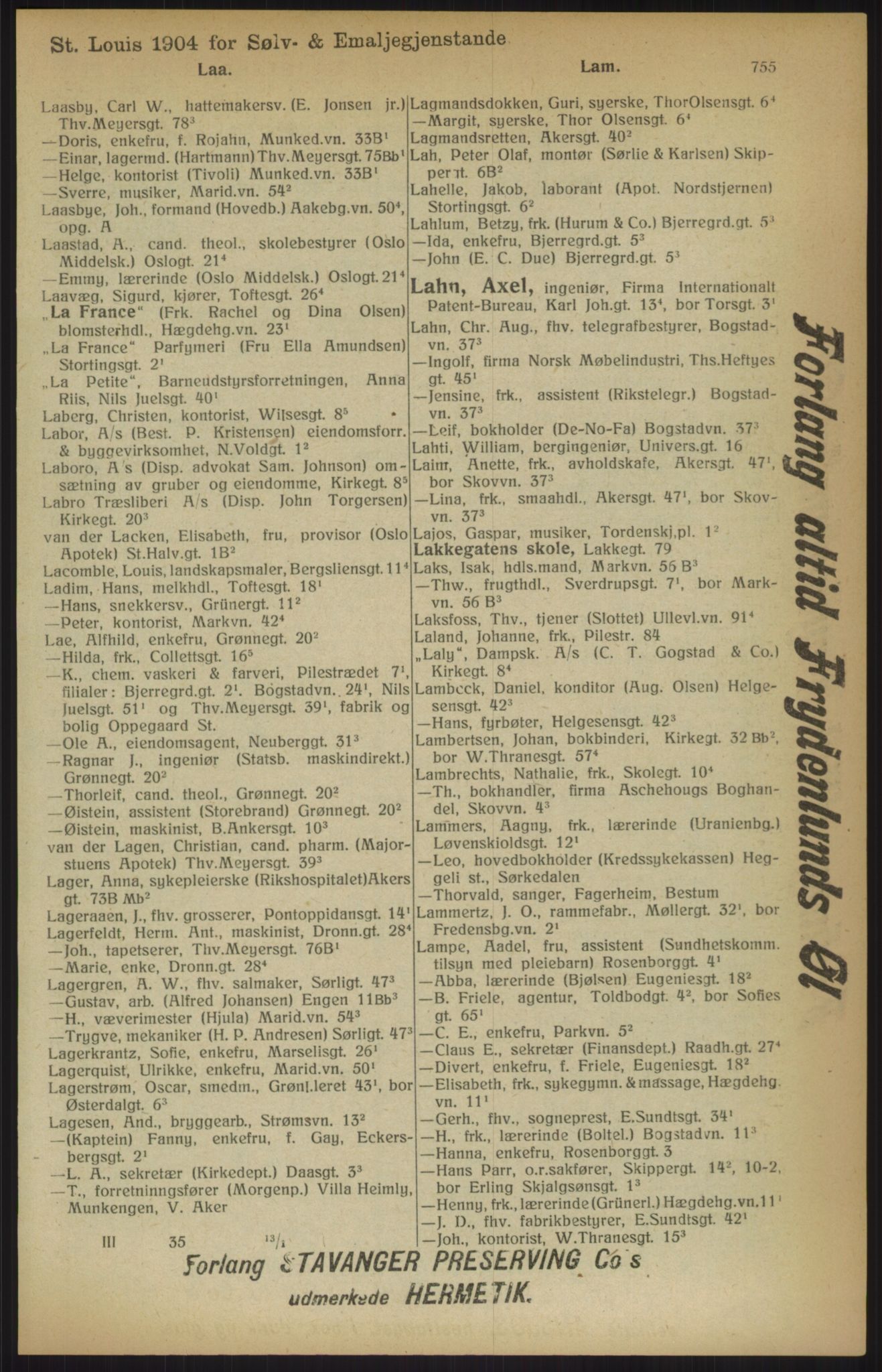 Kristiania/Oslo adressebok, PUBL/-, 1915, p. 755