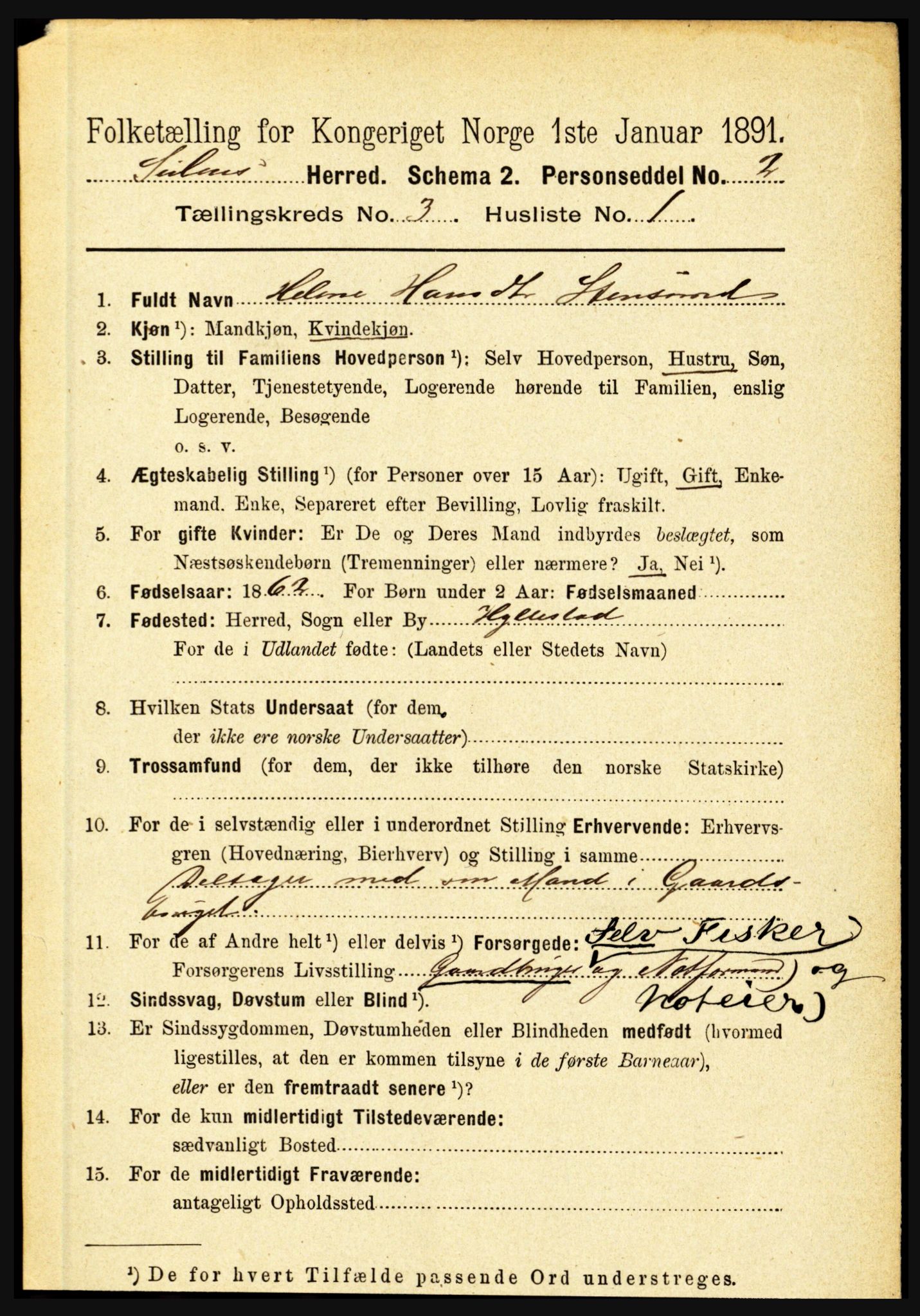 RA, 1891 census for 1412 Solund, 1891, p. 1149