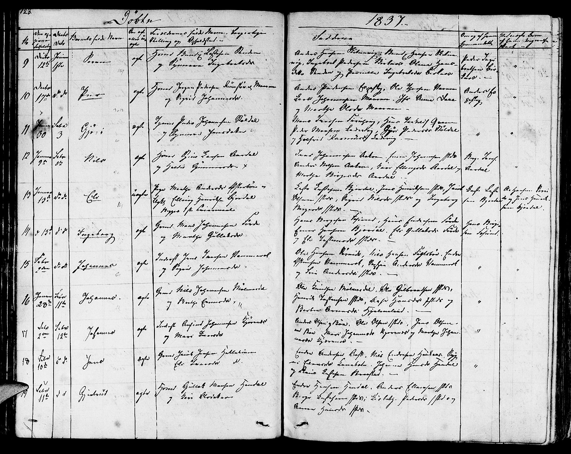 Lavik sokneprestembete, SAB/A-80901: Parish register (official) no. A 2I, 1821-1842, p. 123
