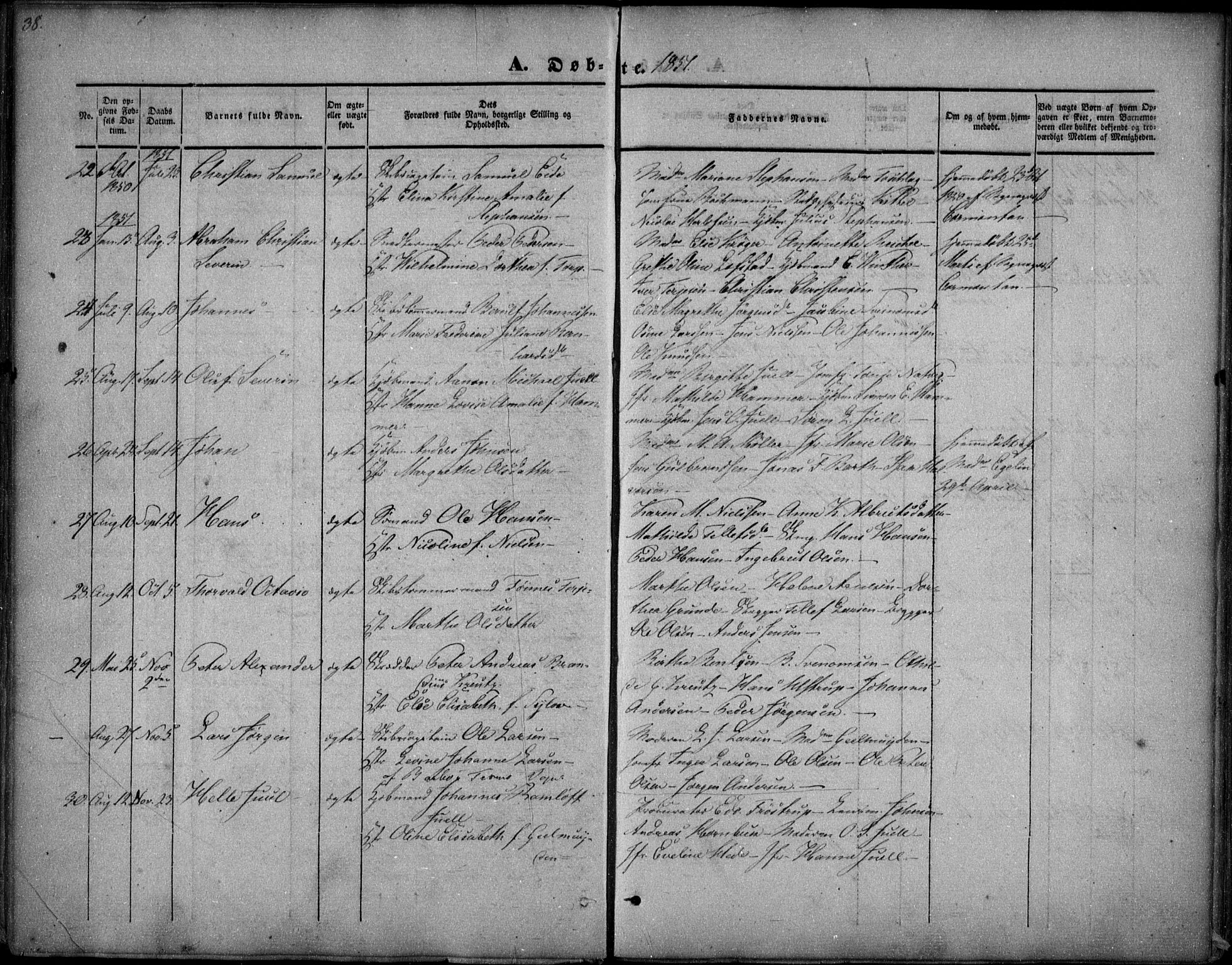 Arendal sokneprestkontor, Trefoldighet, SAK/1111-0040/F/Fa/L0005: Parish register (official) no. A 5, 1838-1854, p. 38