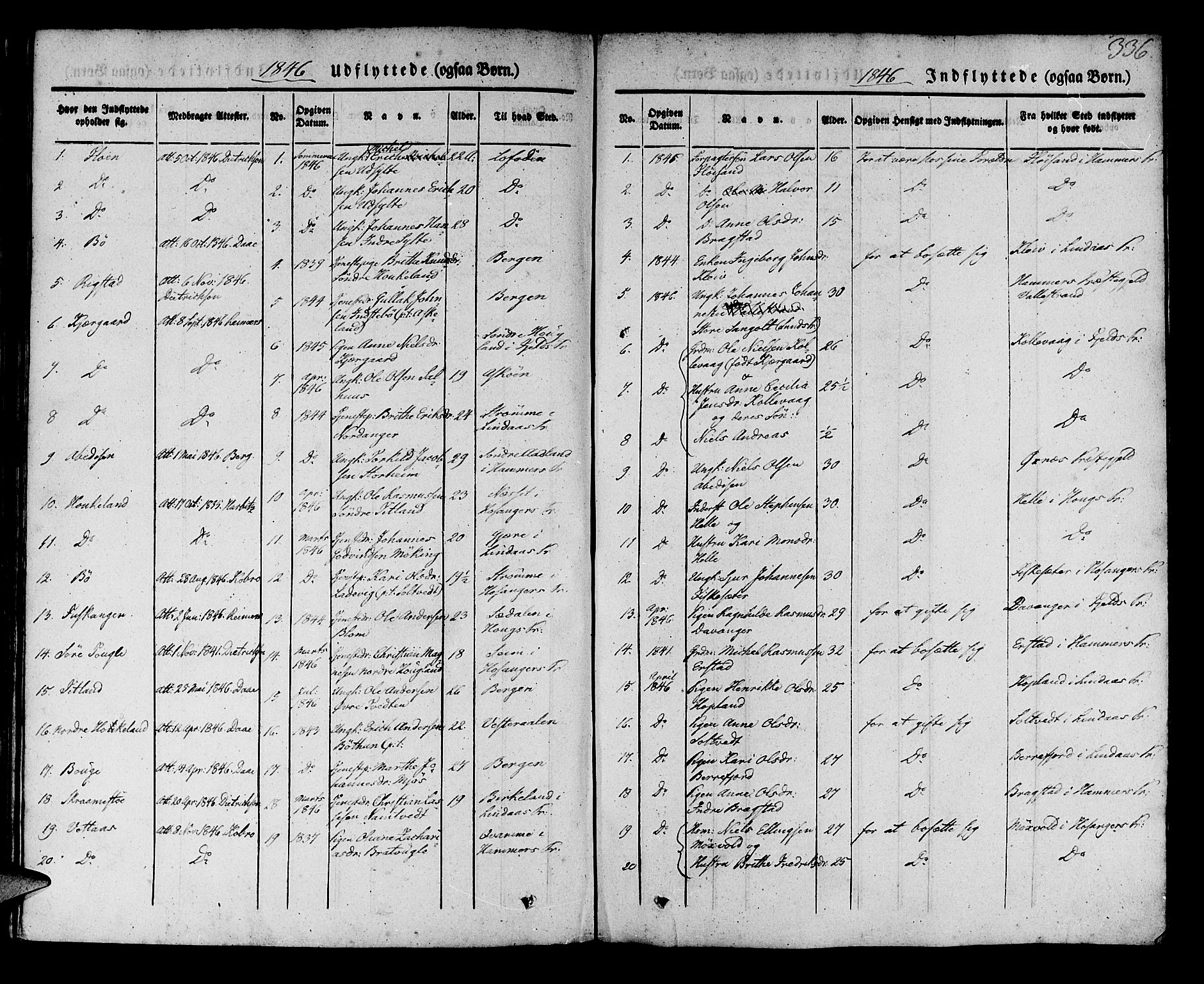 Manger sokneprestembete, SAB/A-76801/H/Haa: Parish register (official) no. A 5, 1839-1848, p. 336