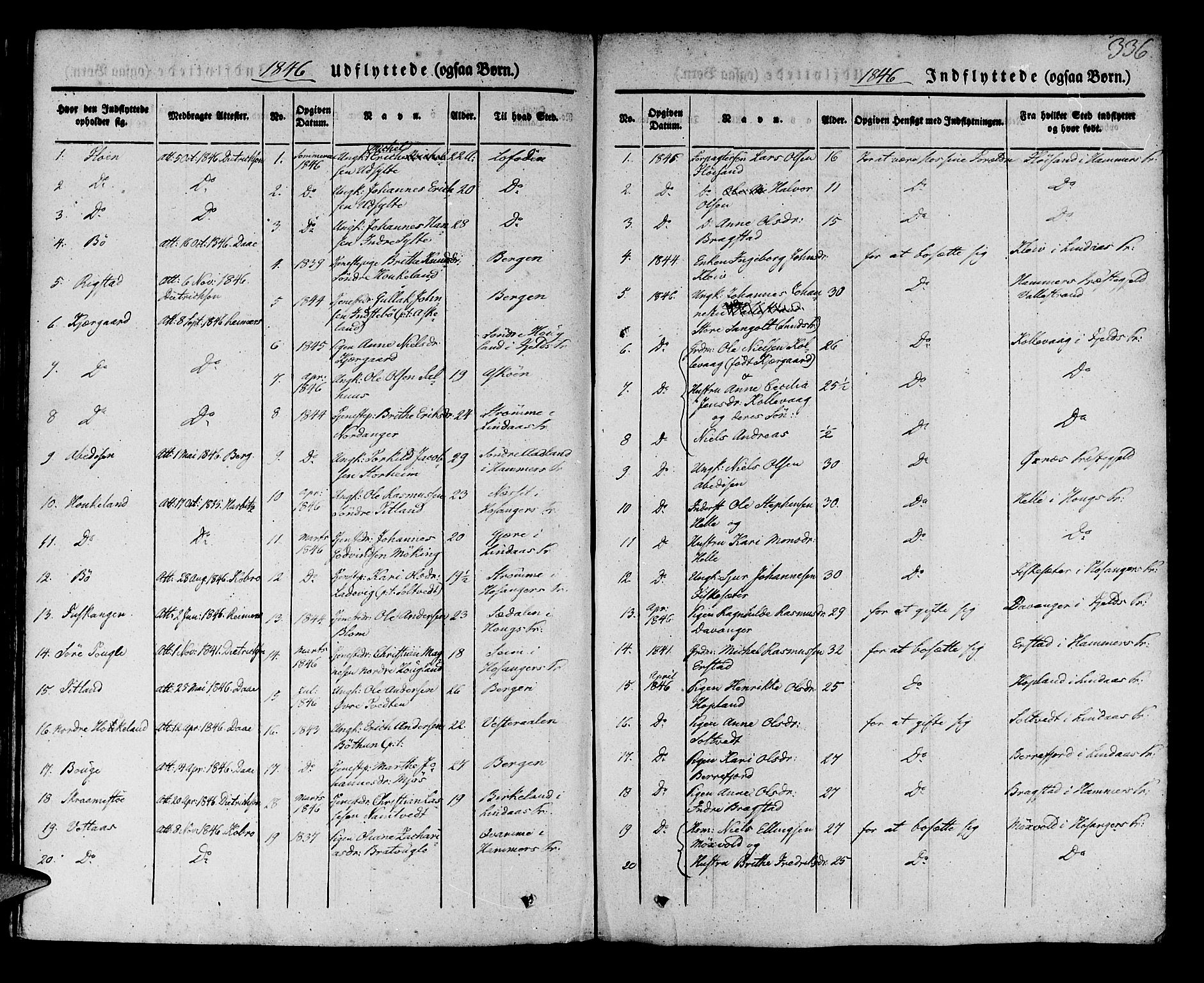 Manger sokneprestembete, AV/SAB-A-76801/H/Haa: Parish register (official) no. A 5, 1839-1848, p. 336