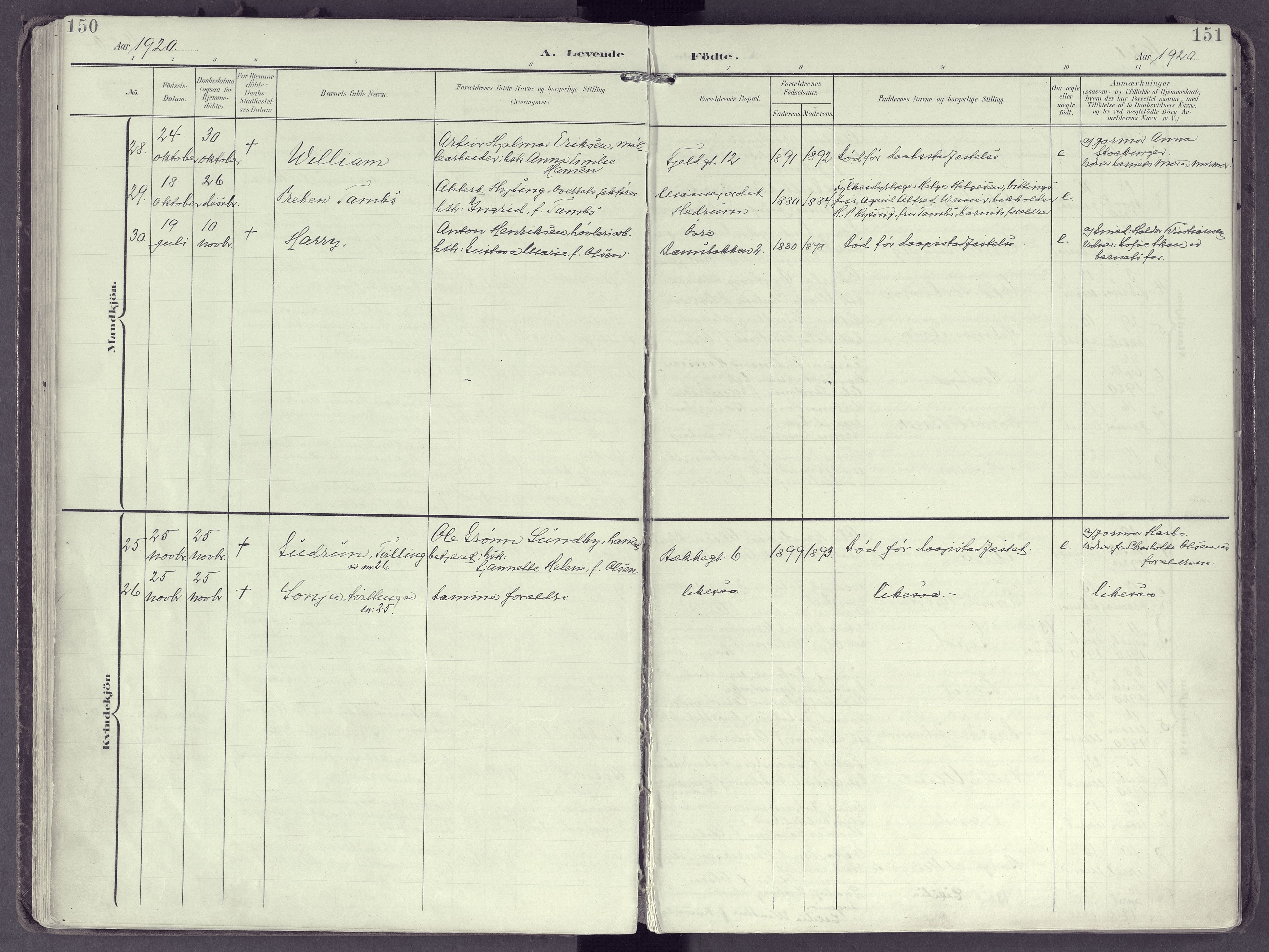 Larvik kirkebøker, AV/SAKO-A-352/F/Fb/L0005: Parish register (official) no. II 5, 1903-1925, p. 150-151