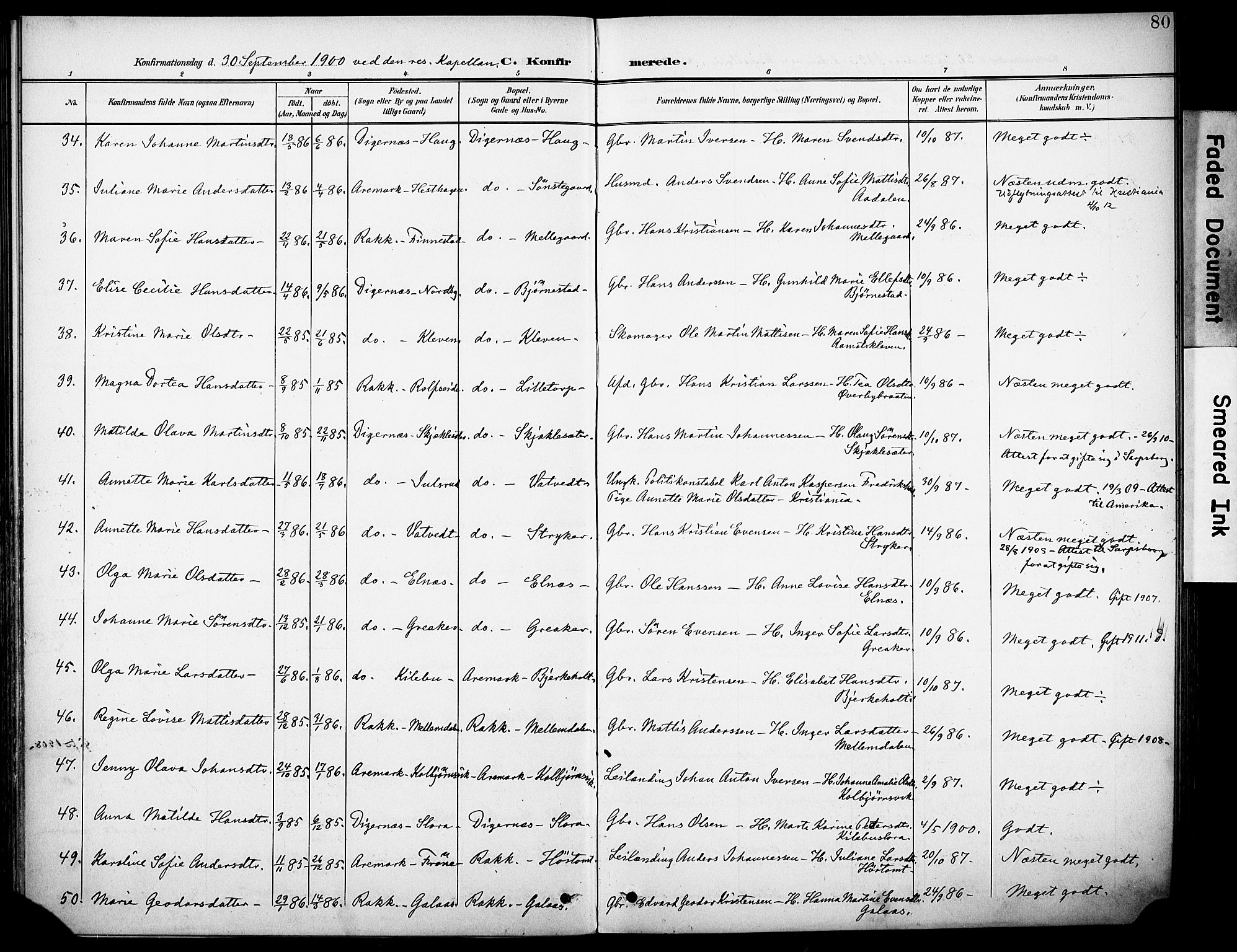 Rakkestad prestekontor Kirkebøker, AV/SAO-A-2008/F/Fb/L0002: Parish register (official) no. II 2, 1900-1920, p. 80