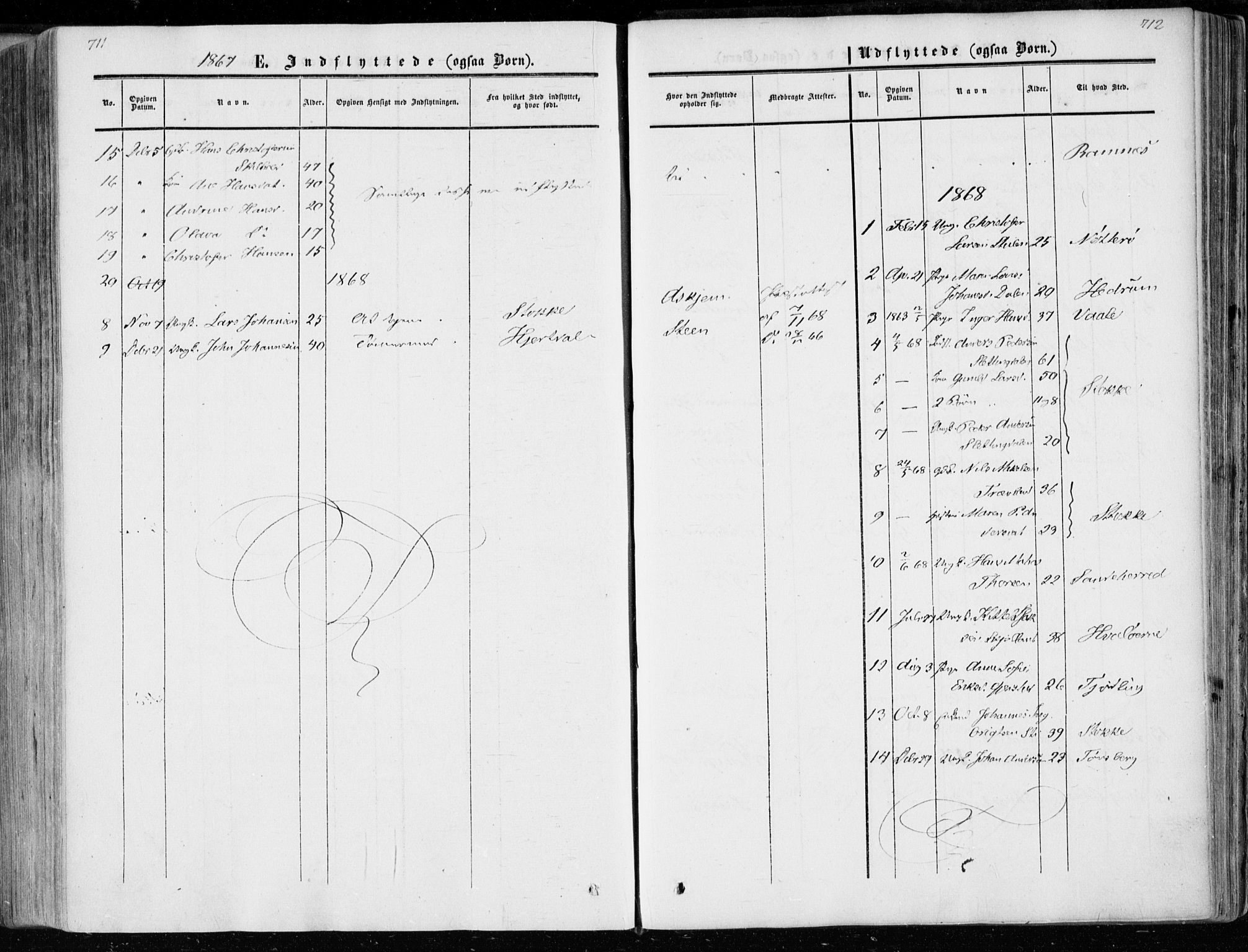 Andebu kirkebøker, AV/SAKO-A-336/F/Fa/L0005: Parish register (official) no. 5, 1857-1870, p. 711-712