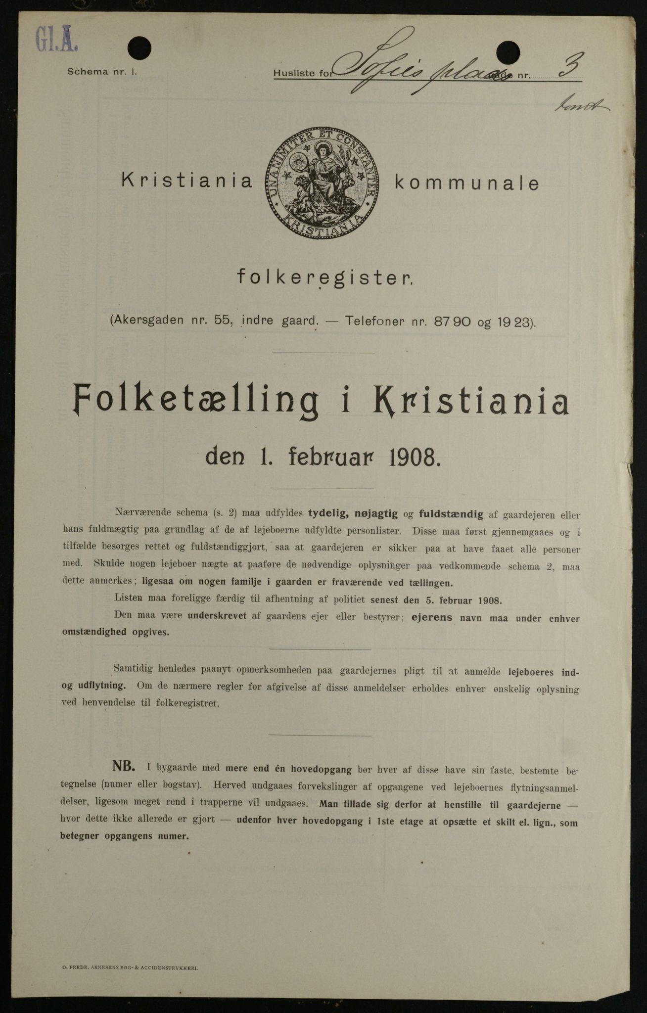 OBA, Municipal Census 1908 for Kristiania, 1908, p. 89559