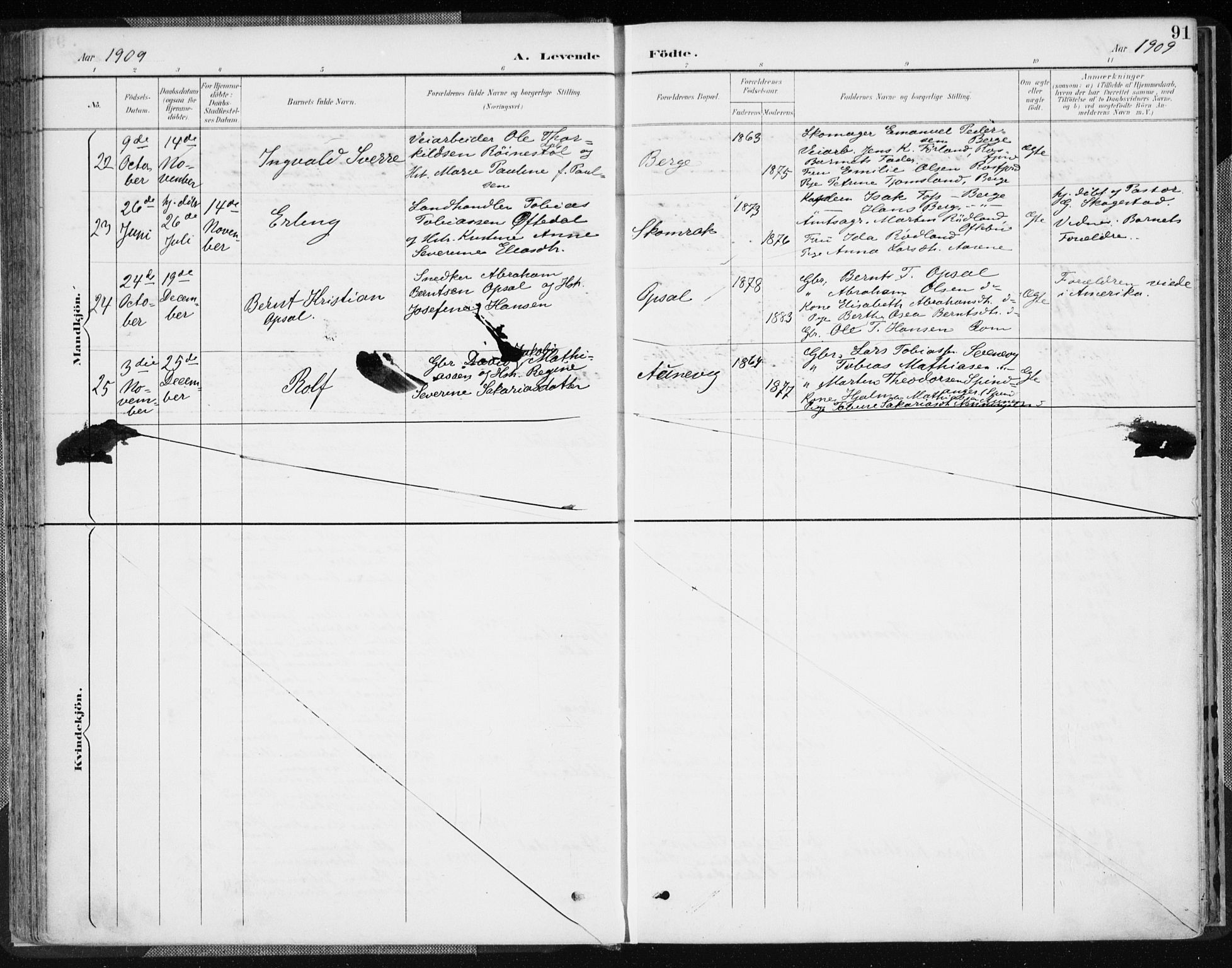 Lyngdal sokneprestkontor, AV/SAK-1111-0029/F/Fa/Fac/L0012: Parish register (official) no. A 12, 1894-1918, p. 91