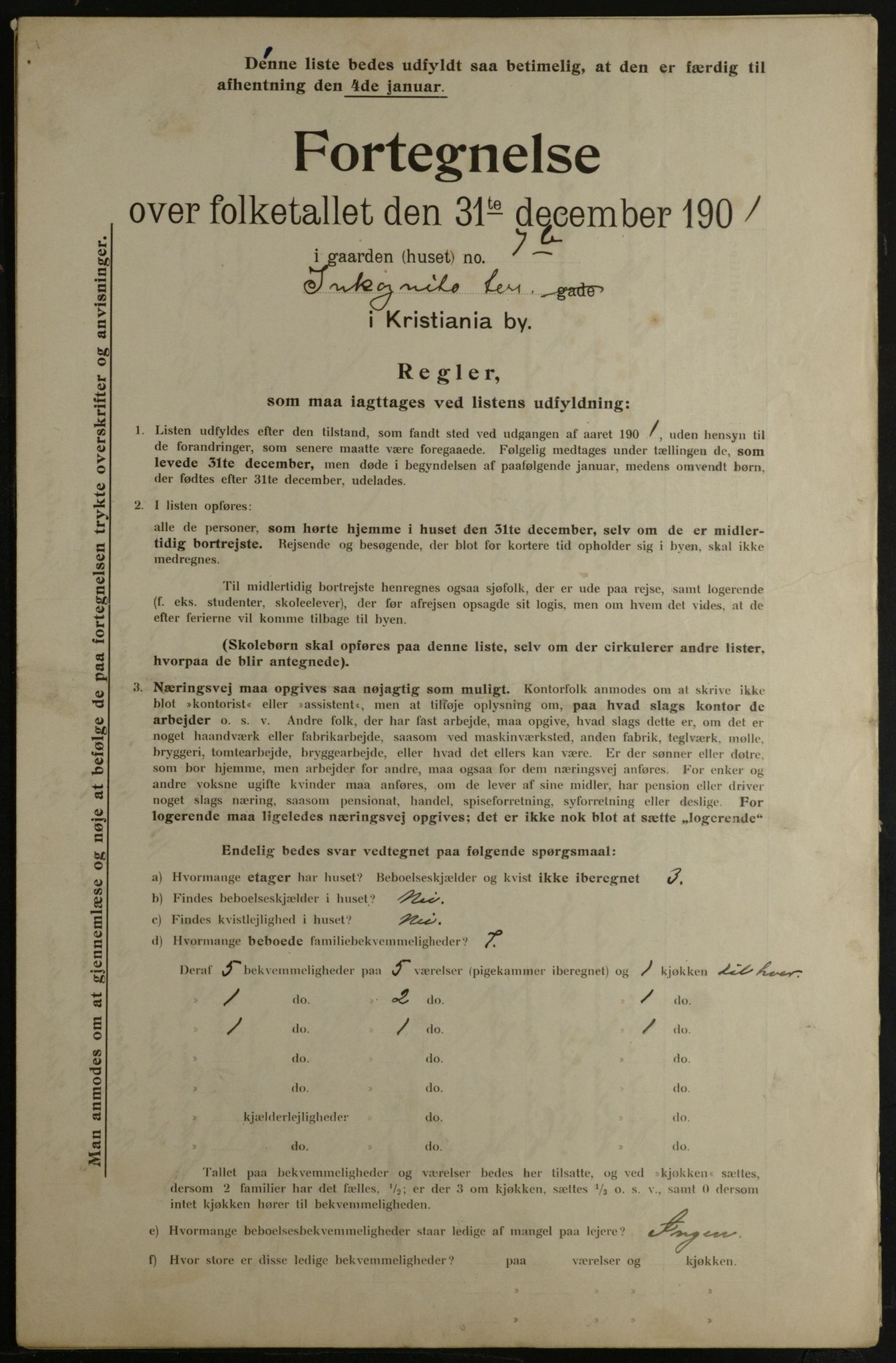 OBA, Municipal Census 1901 for Kristiania, 1901, p. 7015