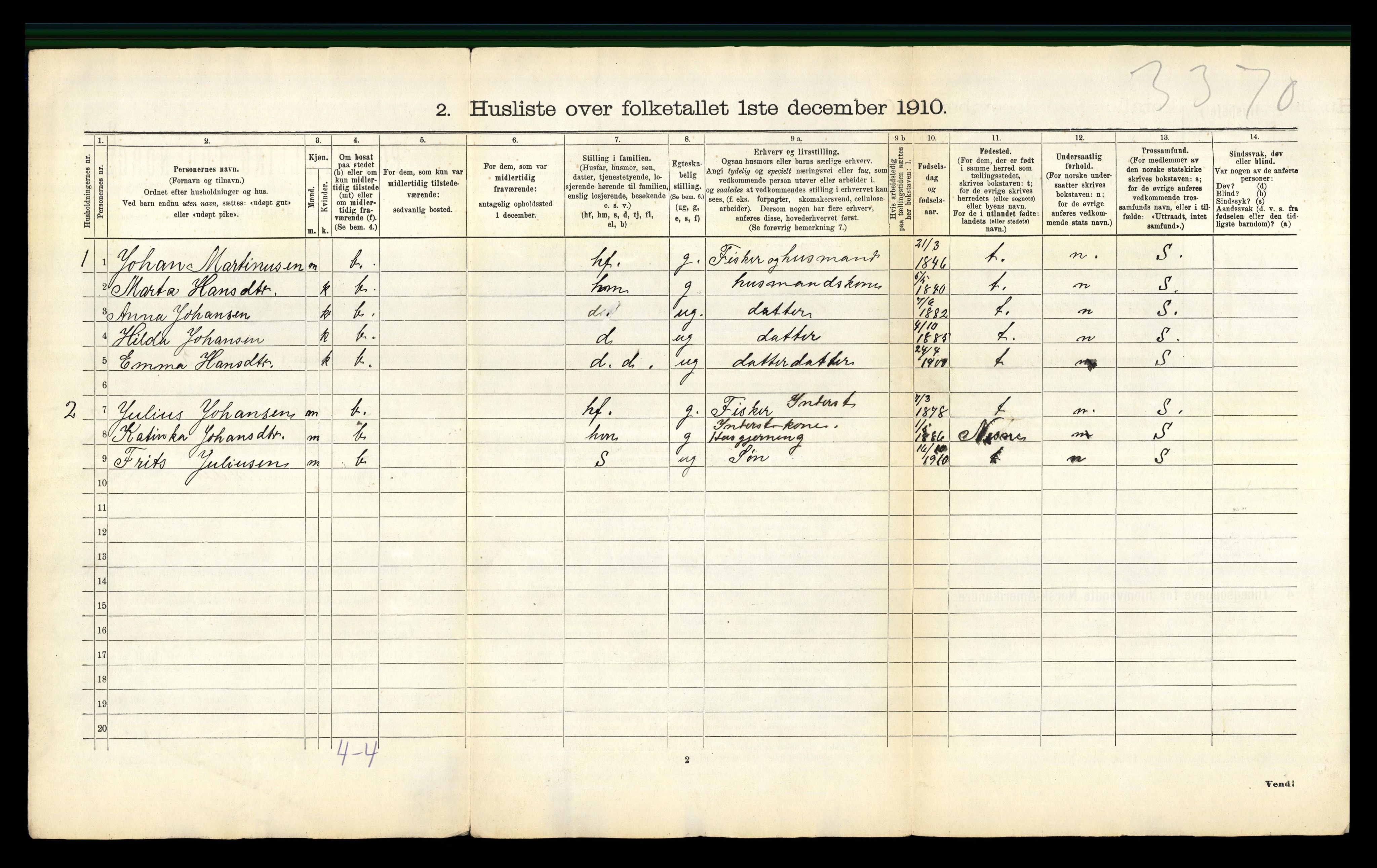 RA, 1910 census for Lurøy, 1910, p. 39