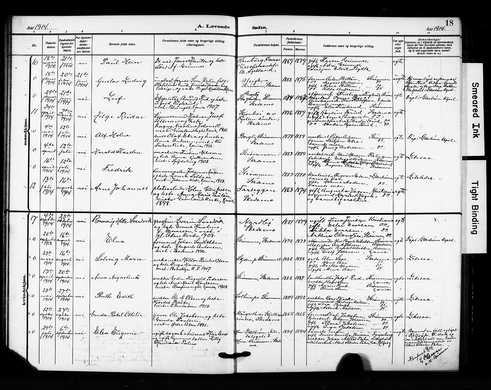 Skedsmo prestekontor Kirkebøker, AV/SAO-A-10033a/G/Ga/L0006: Parish register (copy) no. I 6, 1912-1926, p. 18