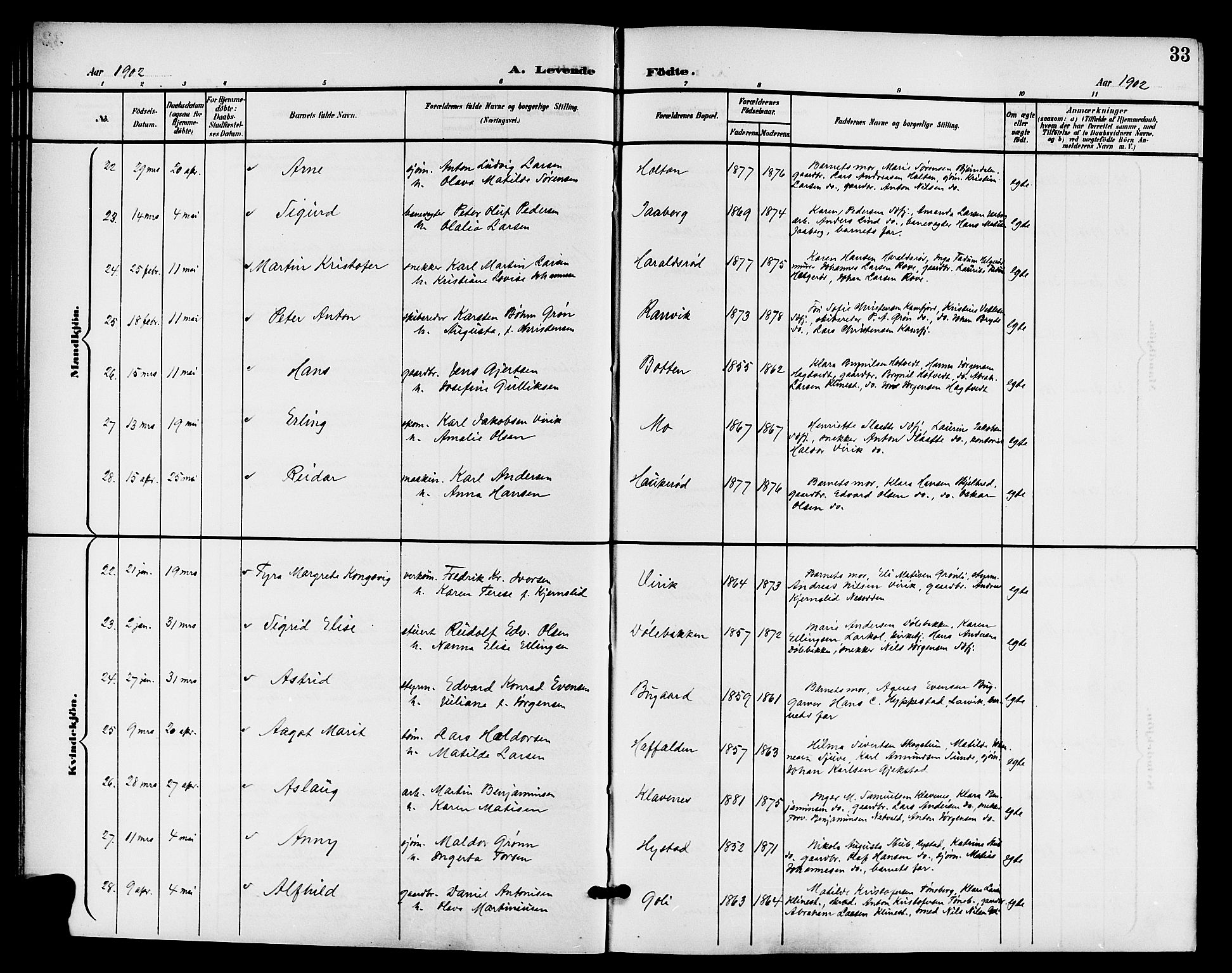 Sandar kirkebøker, AV/SAKO-A-243/G/Ga/L0002: Parish register (copy) no. 2, 1900-1915, p. 33