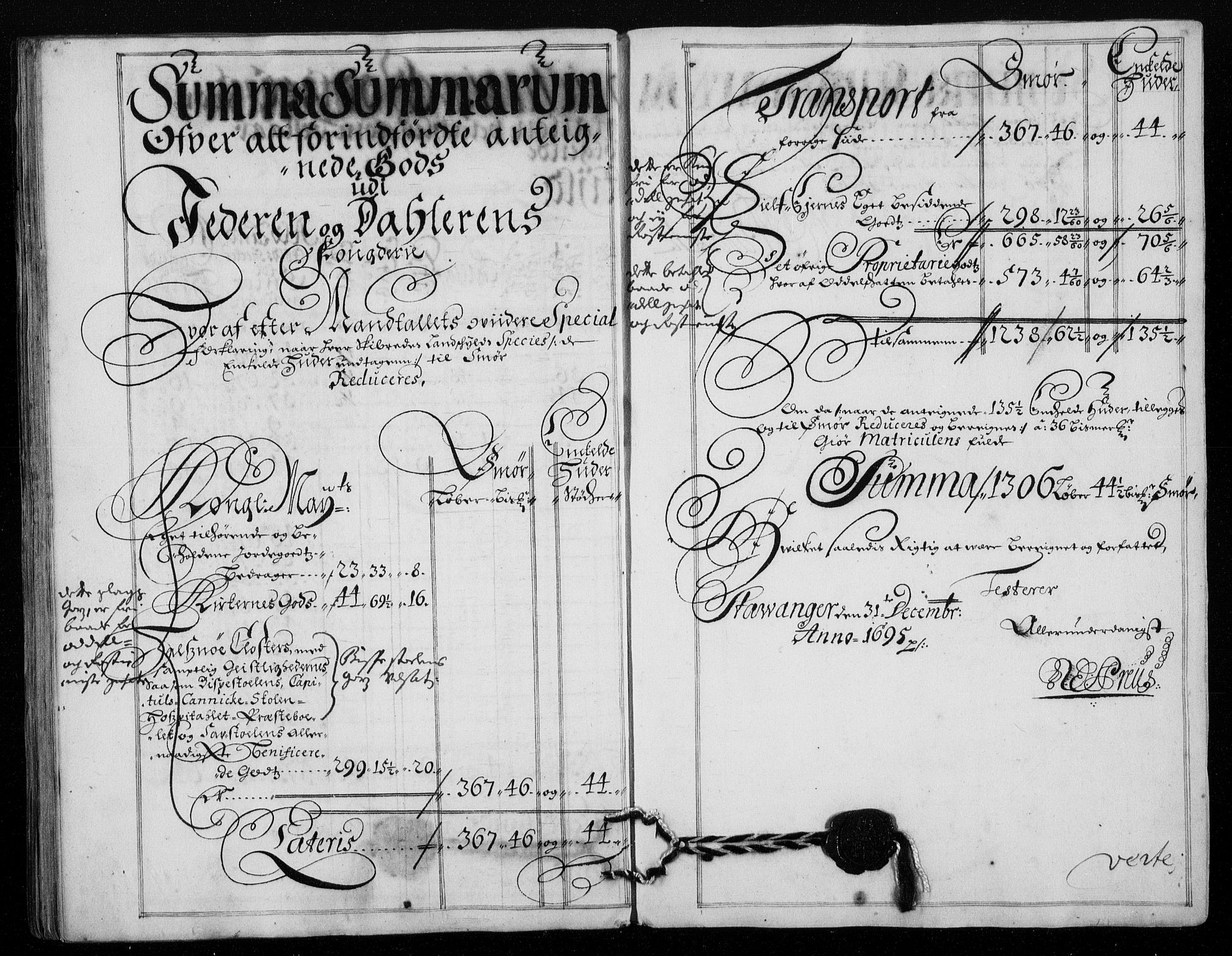 Rentekammeret inntil 1814, Reviderte regnskaper, Fogderegnskap, AV/RA-EA-4092/R46/L2728: Fogderegnskap Jæren og Dalane, 1694-1696, p. 363